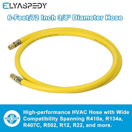 2026 Upgraded 3/8″Diameter Hose,6FT,1/4″ FL‑1/4″ FL Vacuum Yellow 1/4″ to 1/4″