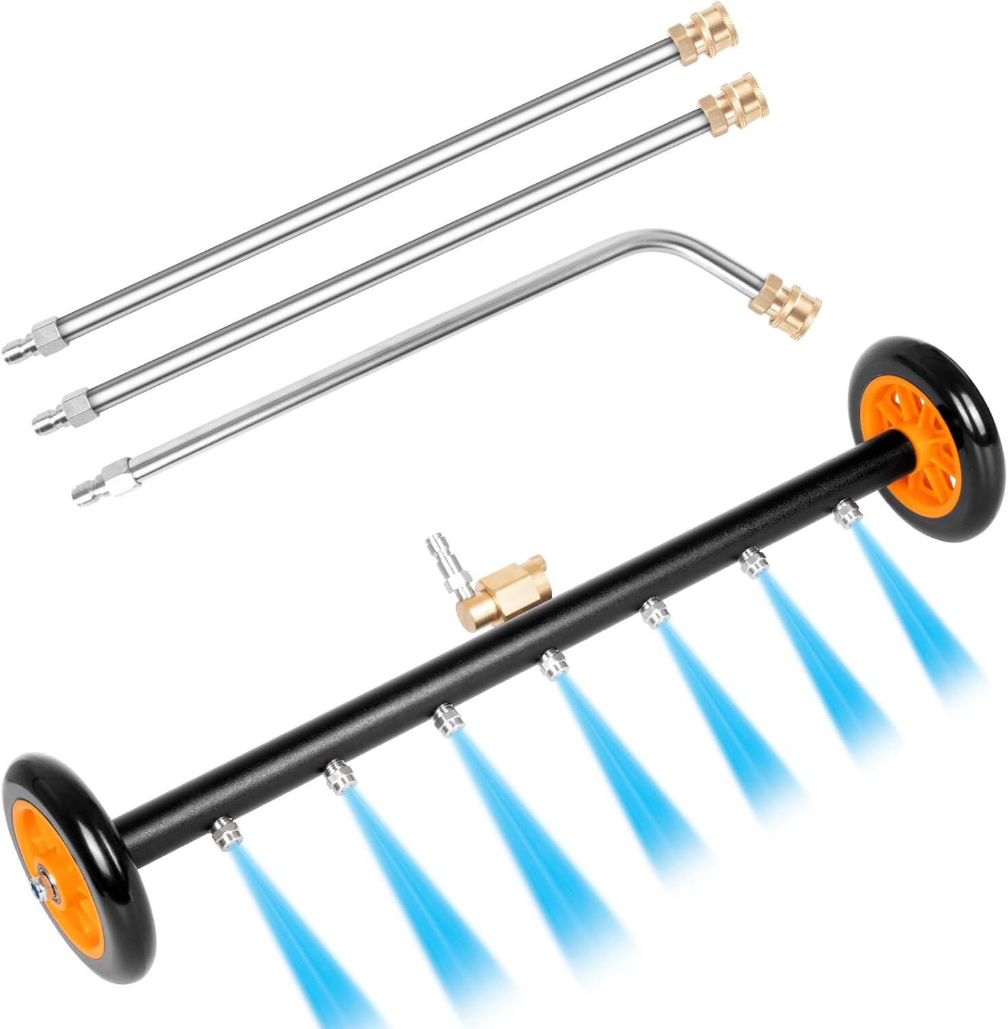 24″ Pressure Washer Water Broom Undercarriage Cleaner Driveway Surface Cleaner