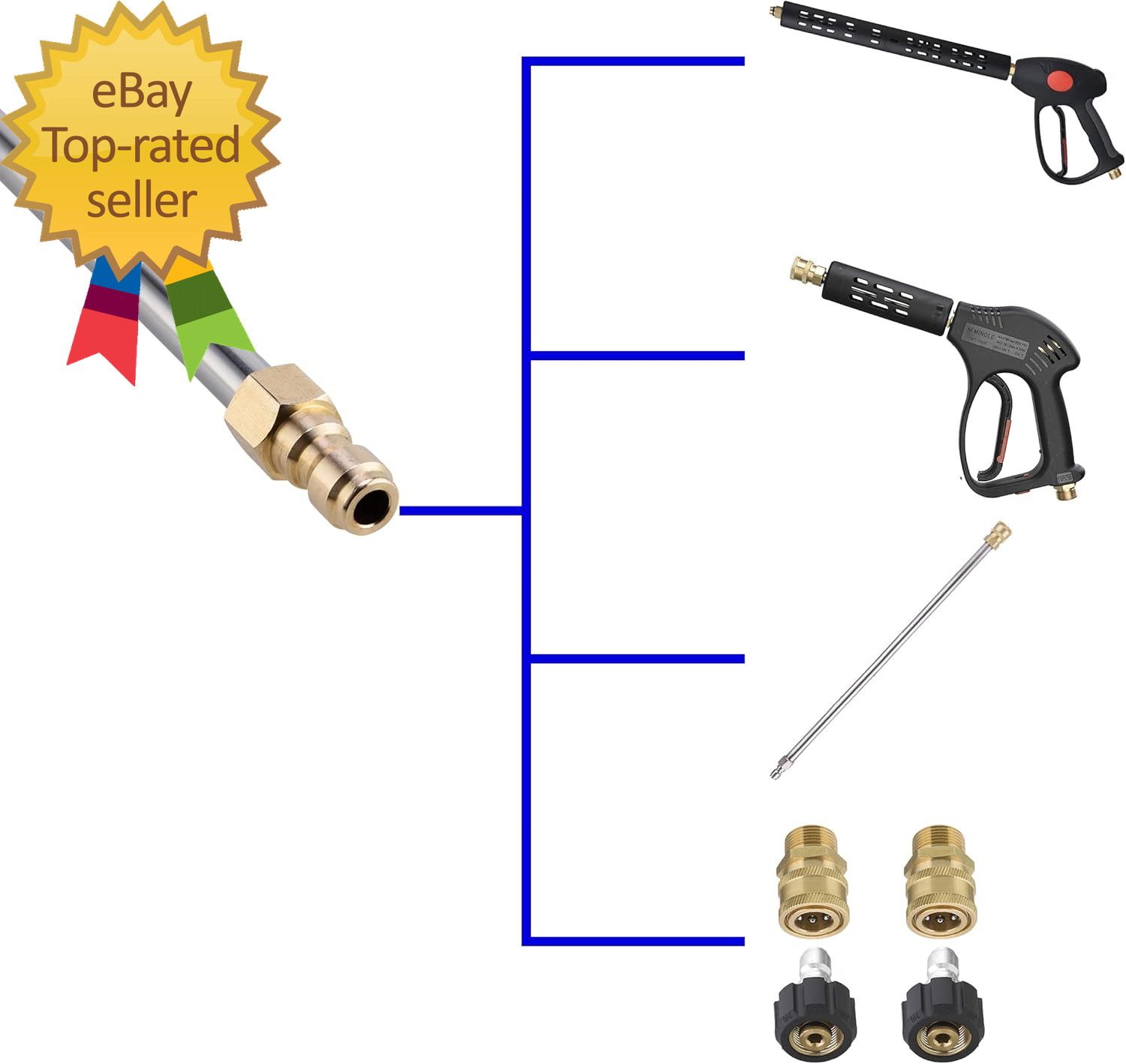 Stainless Steel Pressure Washer Gutter Cleaner Attachment Angled Extension Wand