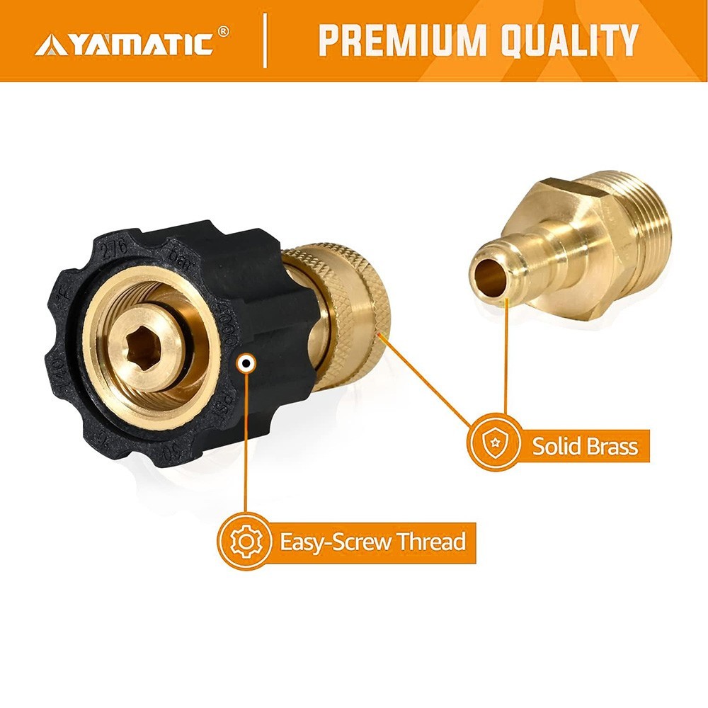 YAMATIC Pressure Washer 1/4″ Quick Connect Adapters – 1/4″ to M22-14mm Fittings