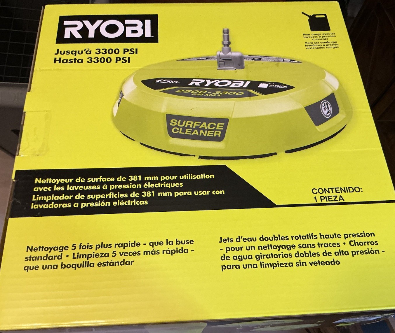 Ryobi RY31SC01 15 in. 3300 PSI Surface Cleaner for Gas Pressure Washer NEW