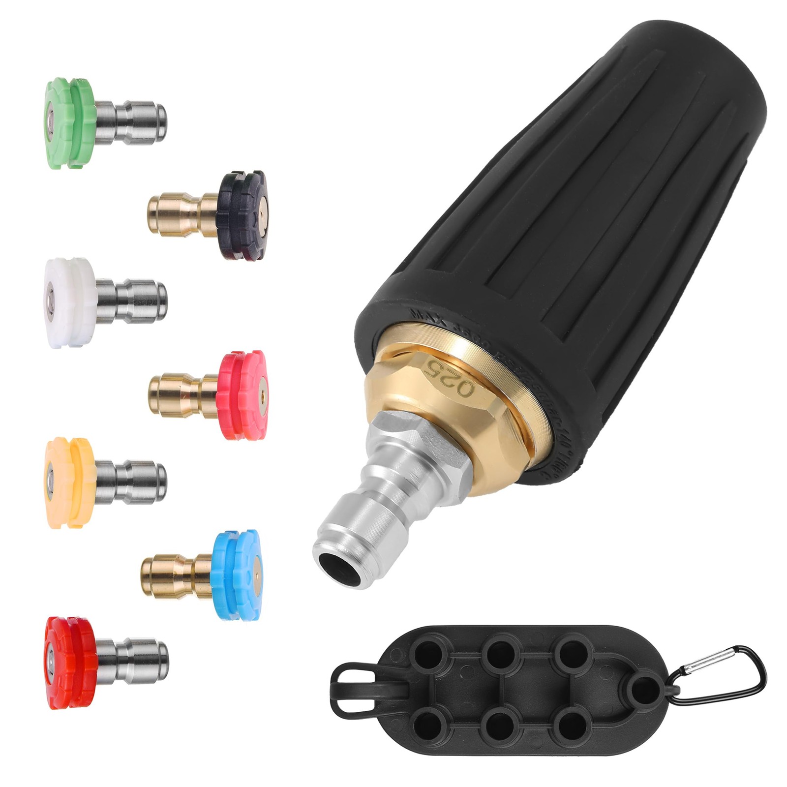 Pressure Washer Nozzle Tips Full Set, 3600 PSI Rotating Turbo Nozzle for Powe…