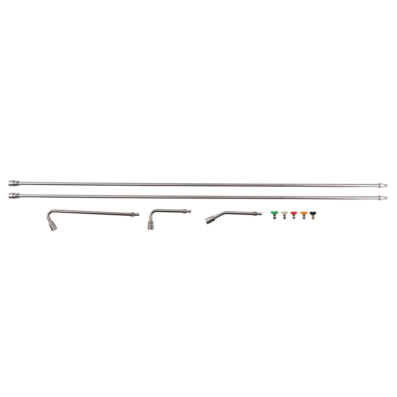 2* 60 Inch Pressure Washer Extension Wand Kit Stainless with Curved Rod & Tips