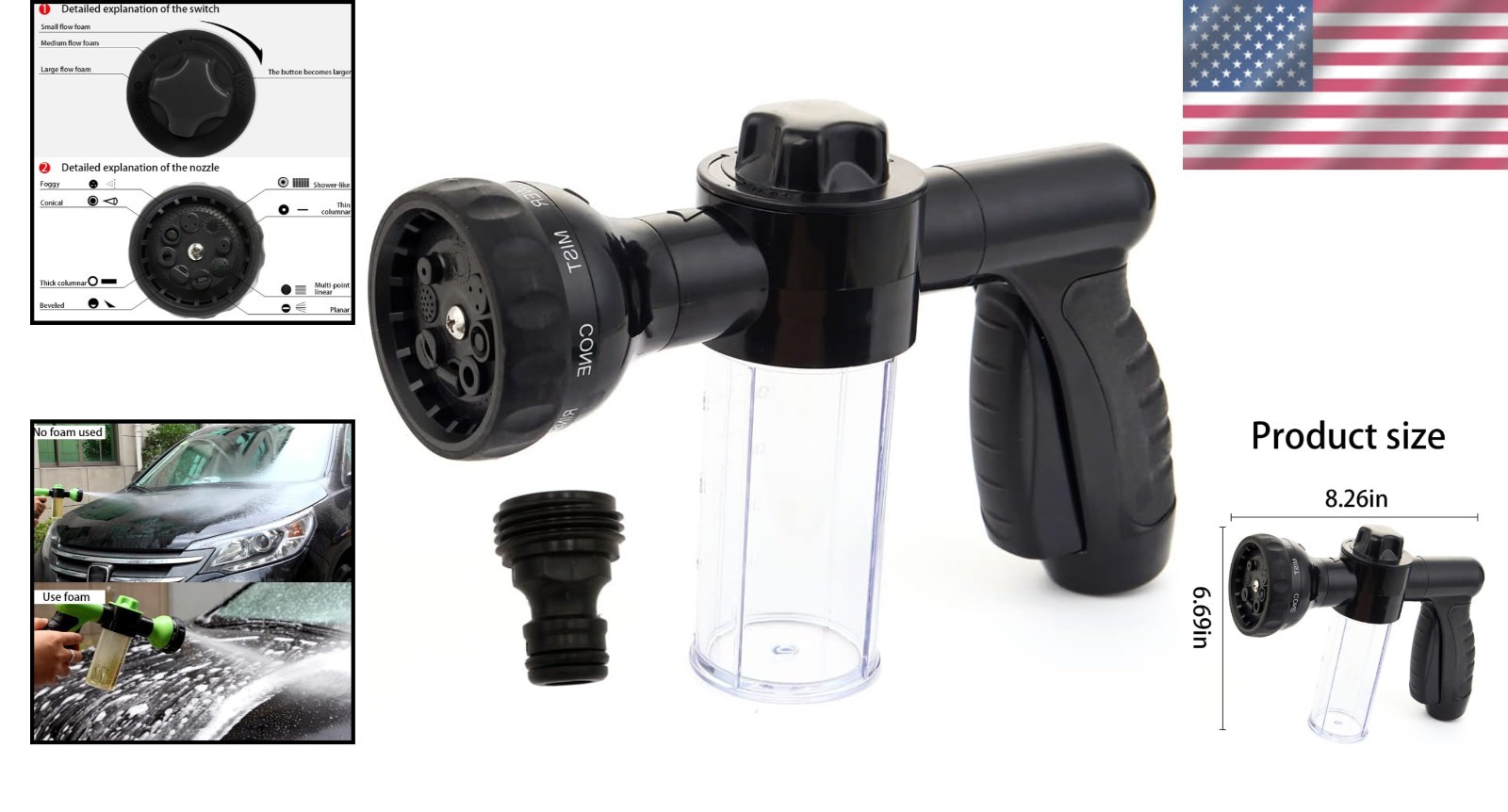 Durable Foam Sprayer with Adjustable Pressure – Perfect for Vehicles and Gardens