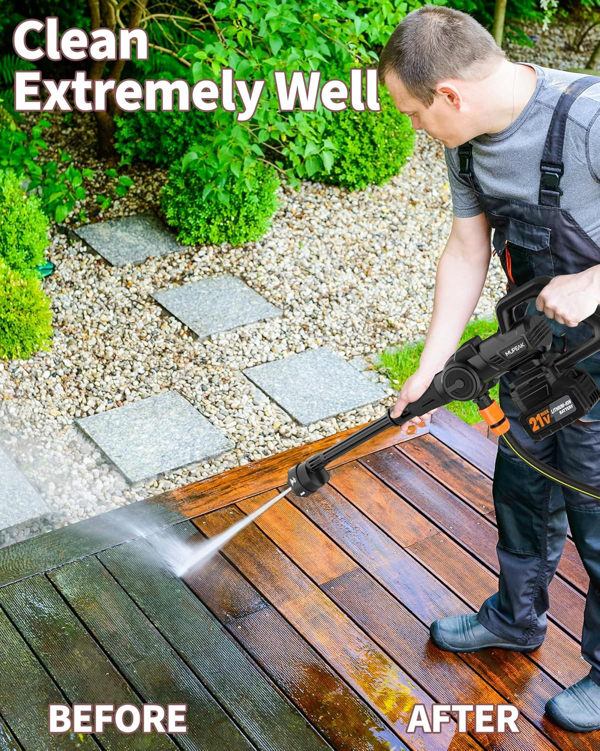 Cordless Power Washer 1500Psl, Portable Power Washer with Brushless Motor & 2×4.
