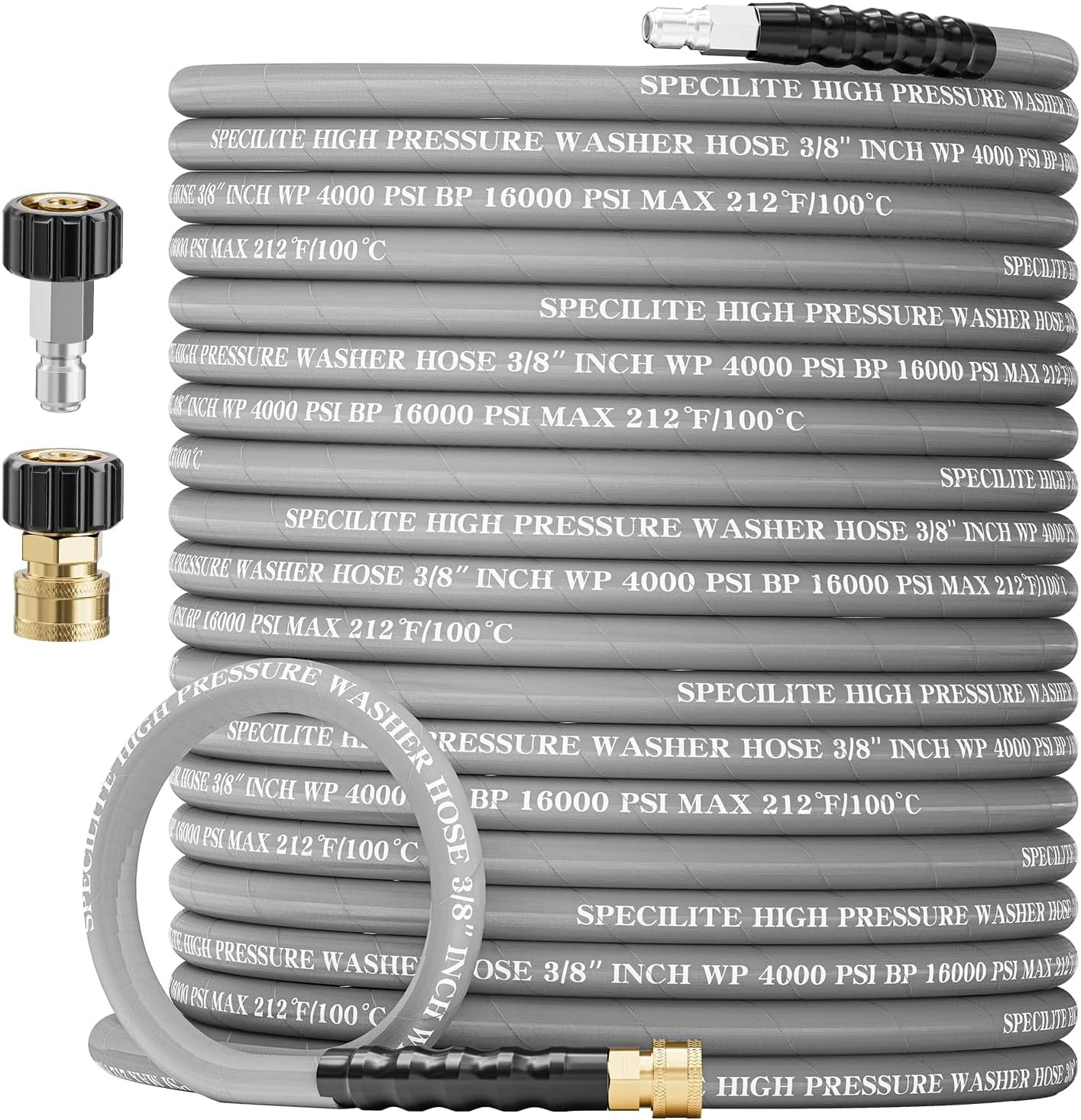 50FT 3/8″ Pressure Washer Hose, 4000 PSI, Kink Resistant, Hot/Cold Water