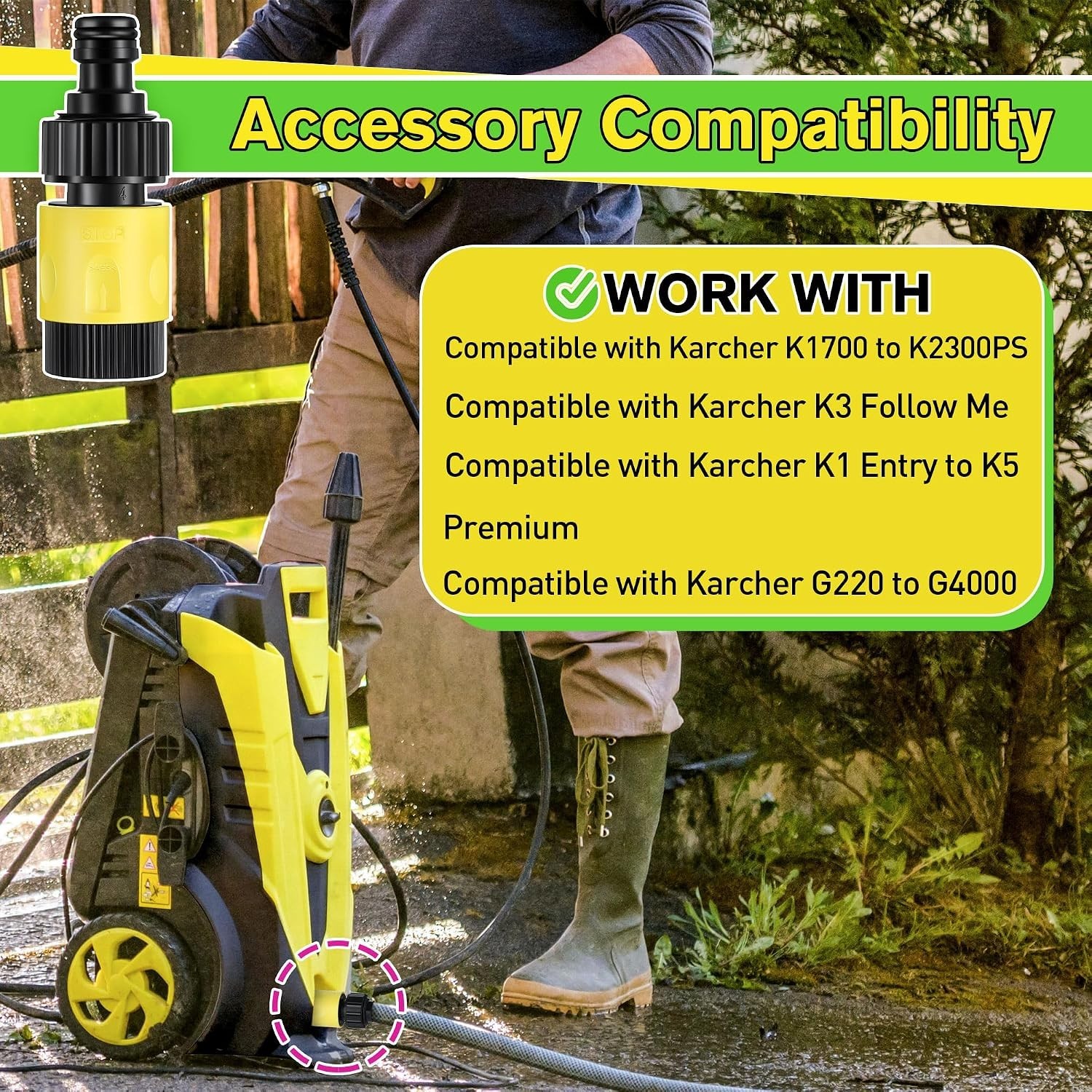 Quick Connect Garden Hose Adapter Kit for Karcher K1-K5 Series – Durable Choice