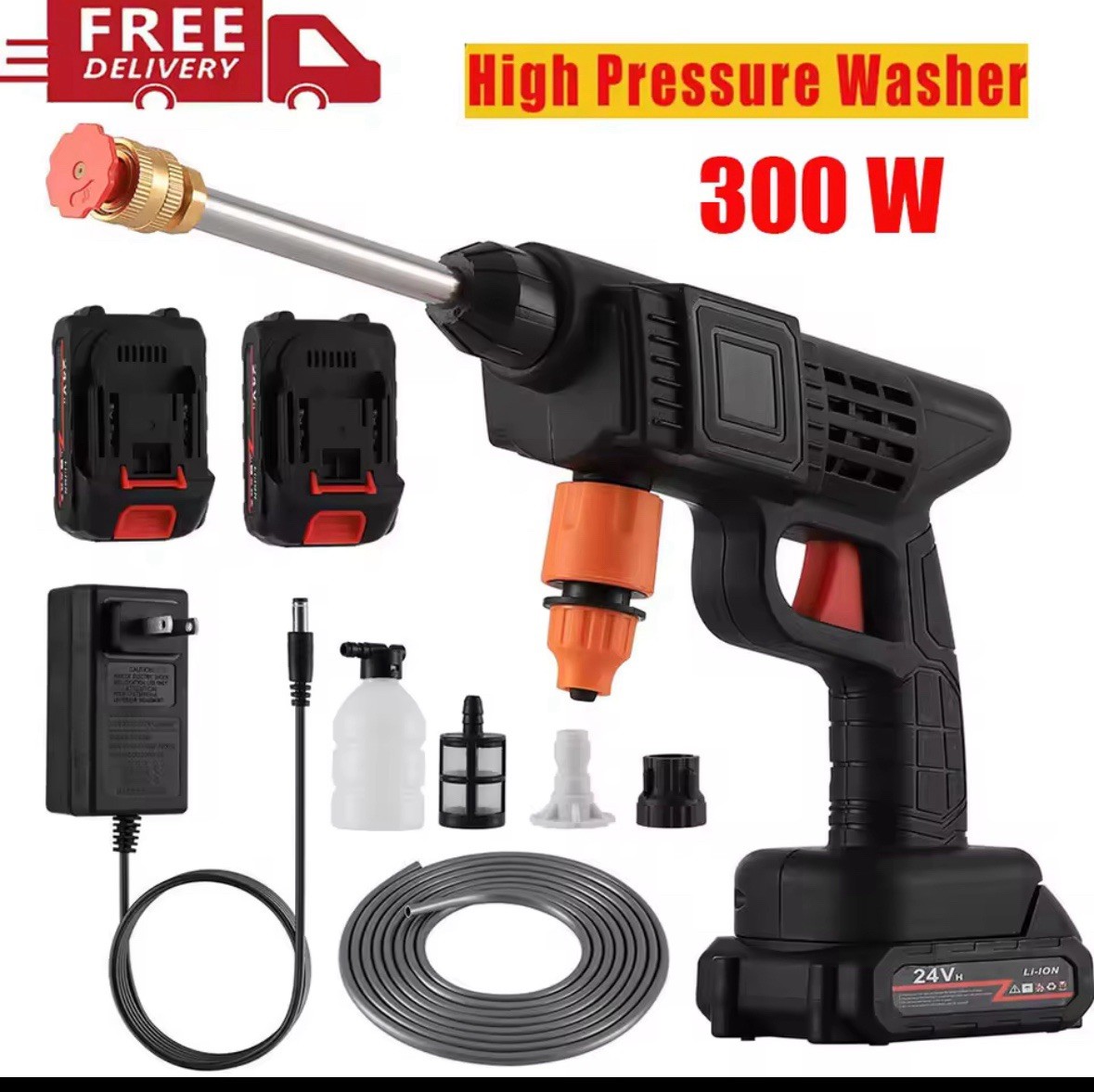 300W Cordless Car Washer with 30Bar Pressure & 12000mAh Battery Power