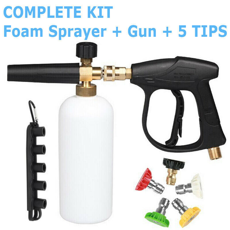 1/4″ Snow Foam Pressure Washer Gun Car Wash Soap Lance Cannon Spray Jet Bottle