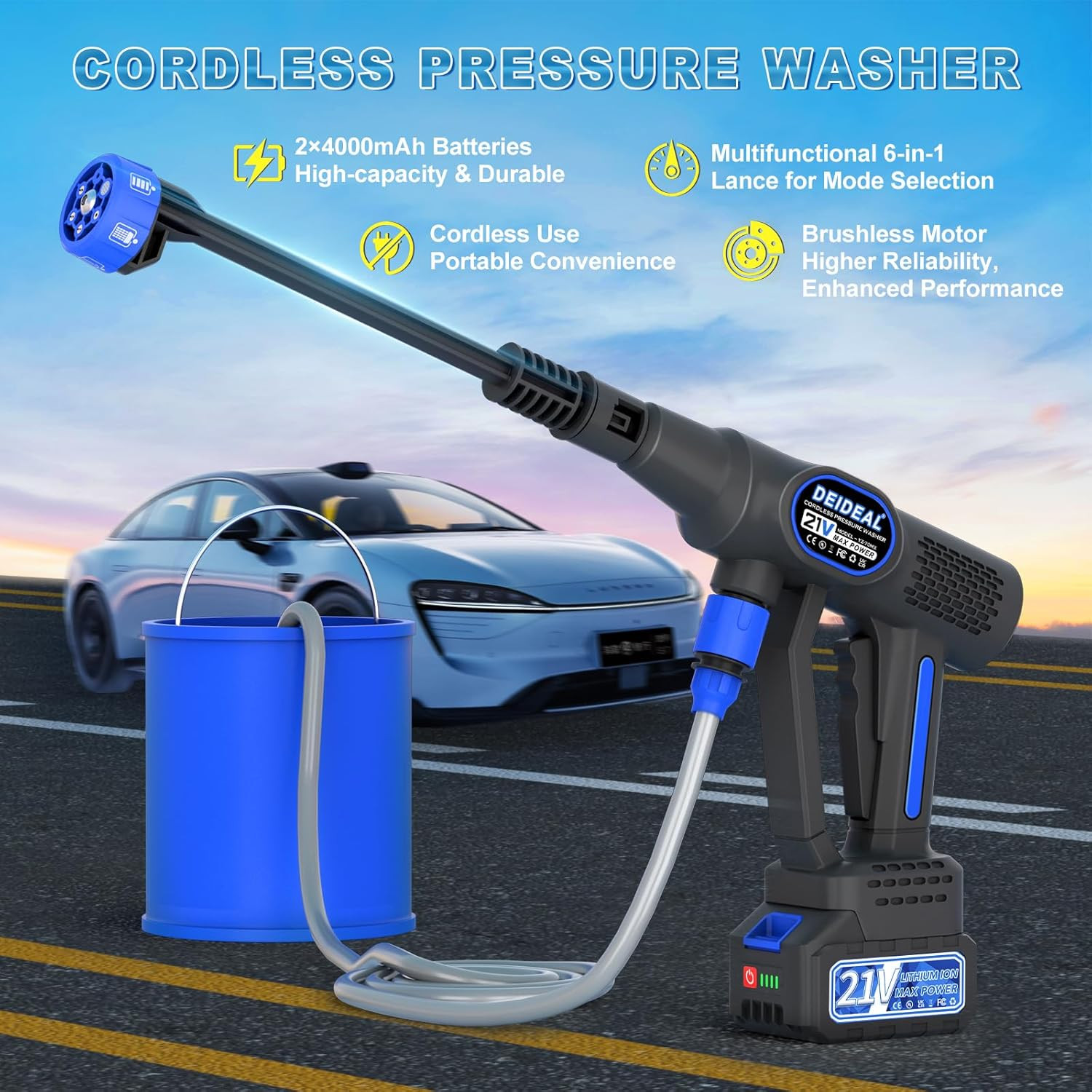 Cordless Portable Washer, 1280 PSI Portable Handheld Washer with Trigger-Control