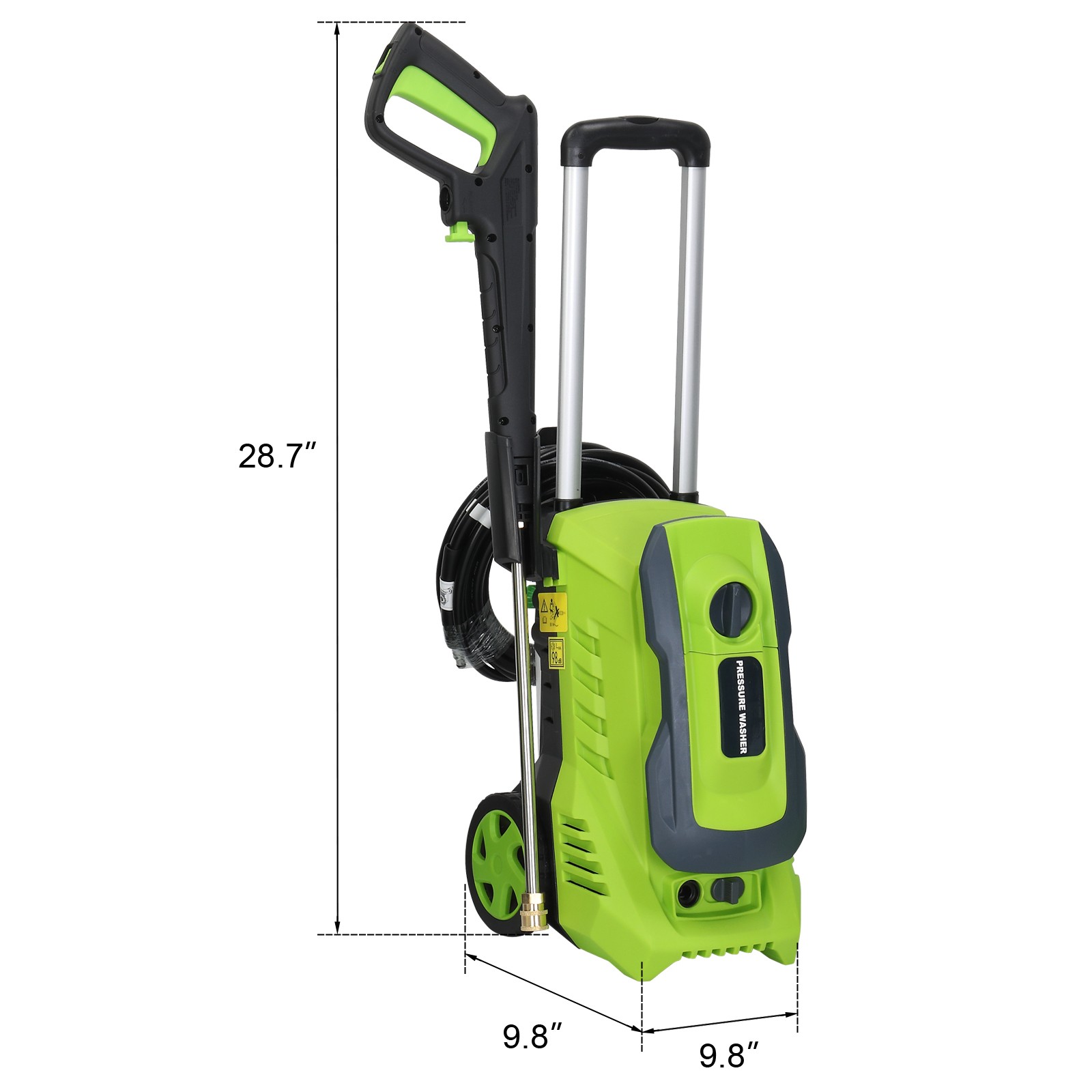 Portable Pressure Washer 4500PSI Max with 4 Nozzles and Telescopic Handle Green