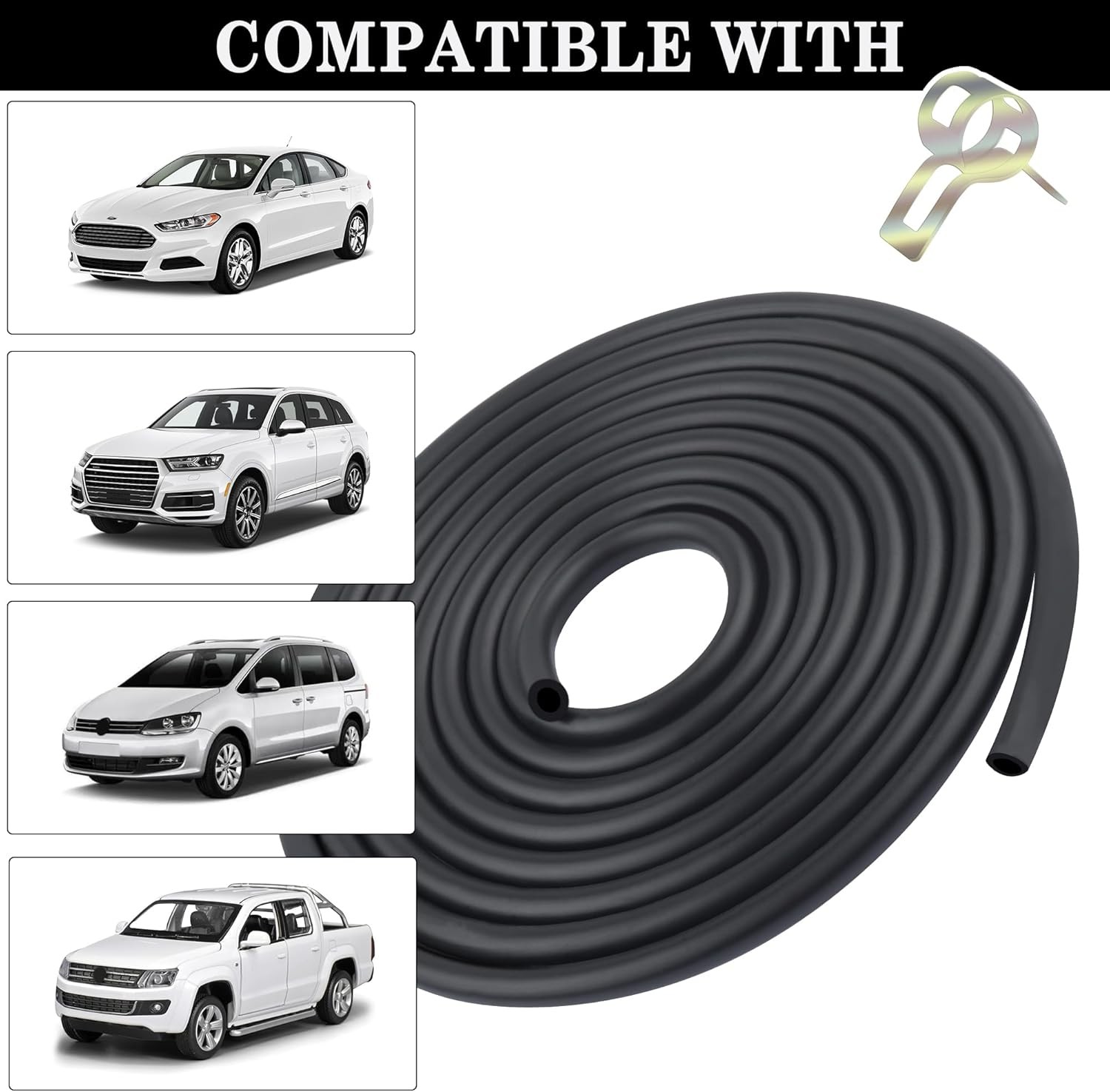 Universal Car Fuel Line Repair Kit with 1/4″ Fuel Hose & 2/5″ Hose Clamp,9.85Ft