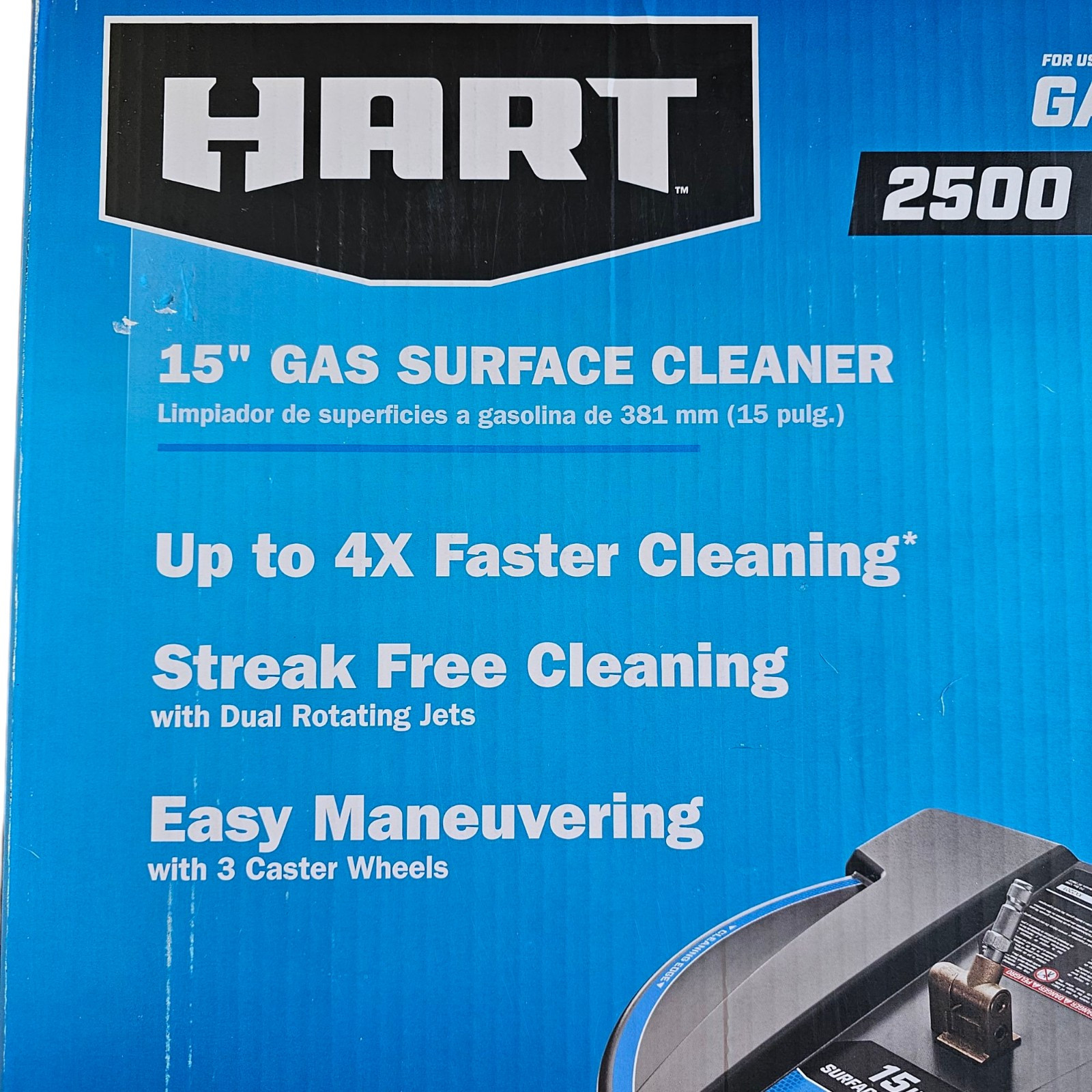HART – New 15” Gas Surface Cleaner Pressure Washer Broom Caster 1/4” Connector