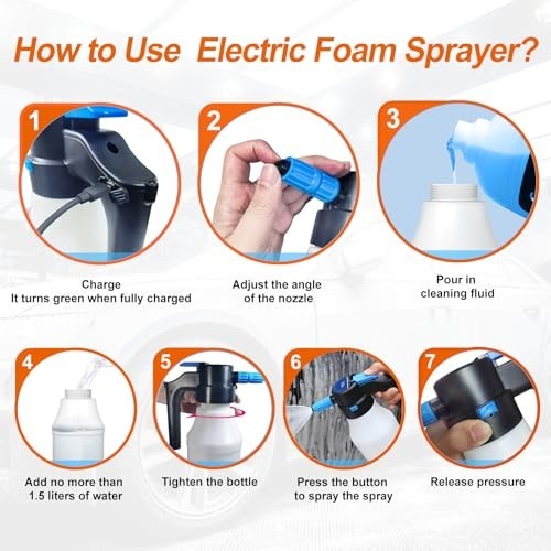Electric Foam Sprayer 1.5L USB Pressurized Pump for Car Washing & Home Cleaning
