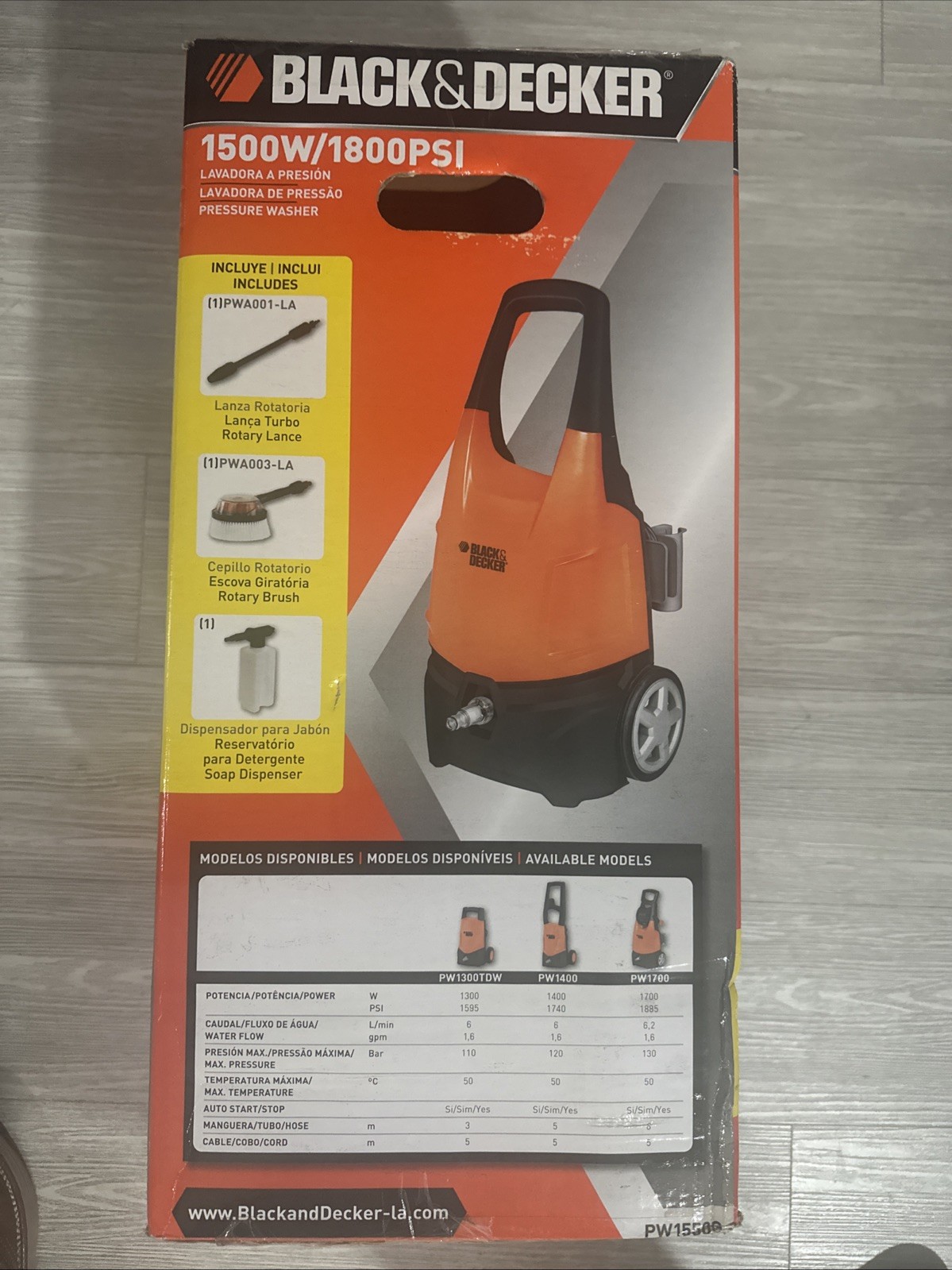 Black And Decker 1500 W/1800 Psi Pressure Washer New with box