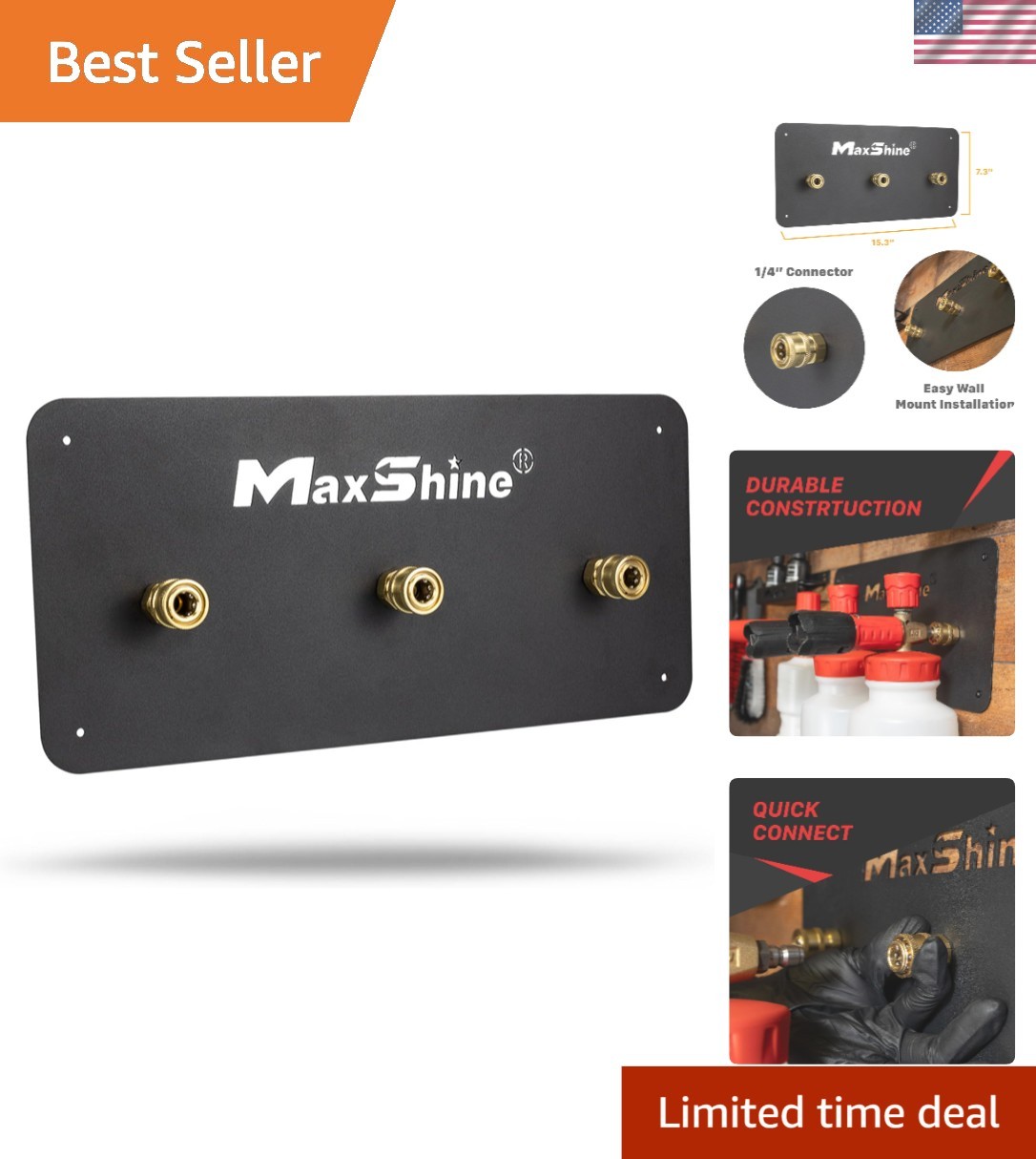 Durable Metal Wall Organizer for Foam Cannons – Holds 3 Quick Connects Securely