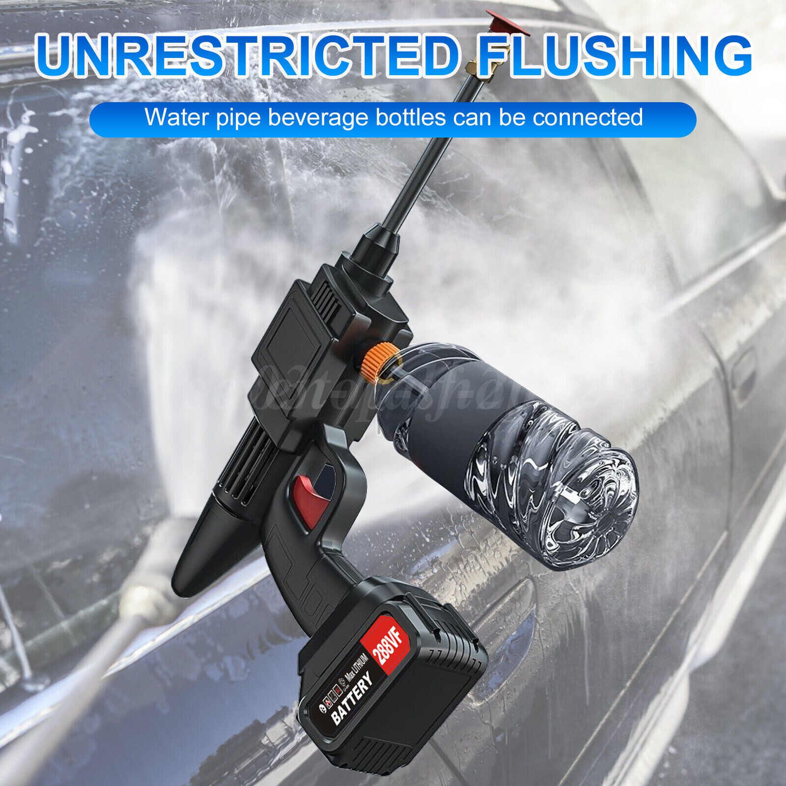 Cordless Electric High Pressure Water Spray Car Gun Portable Washer Gun 2Battery