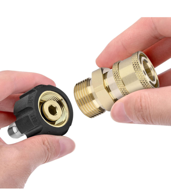 Pressure Washer Adapter Set, 2 Pair M22 (M22-14MM) 1/4” Quick Connect, Pressure