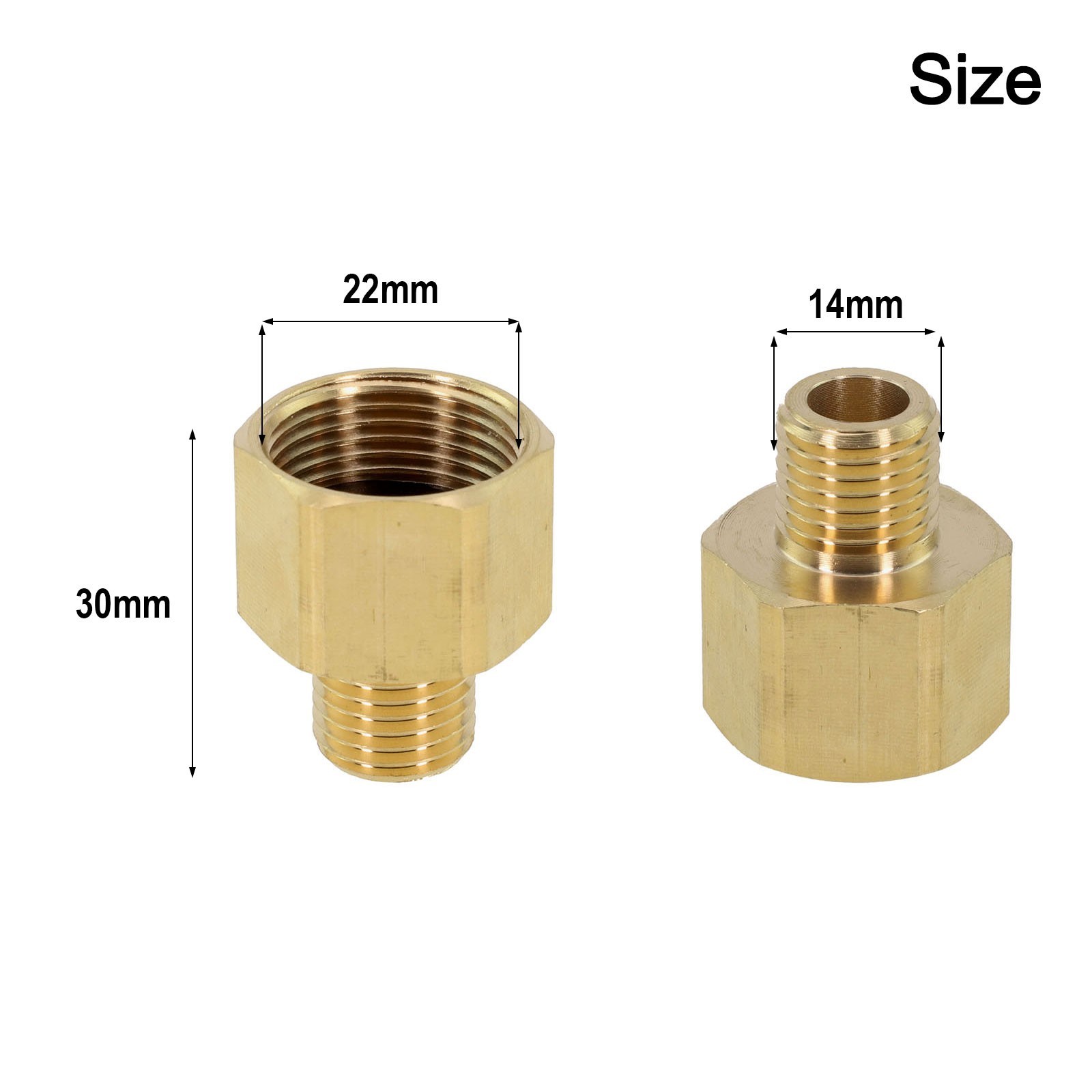 M22 22mm Female Thread to 14mm male Metric Adapter Pressure Washer Adapter Brass