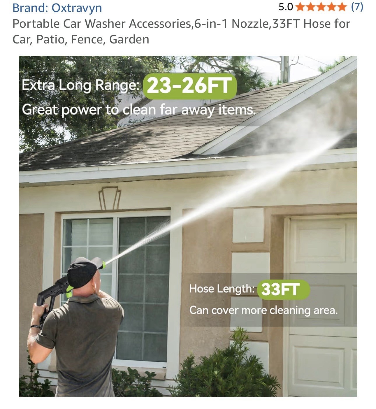 Oxtravyn 21V 990 PSI Portable Cordless Pressure Washer Kit, Hose, Foam, Case