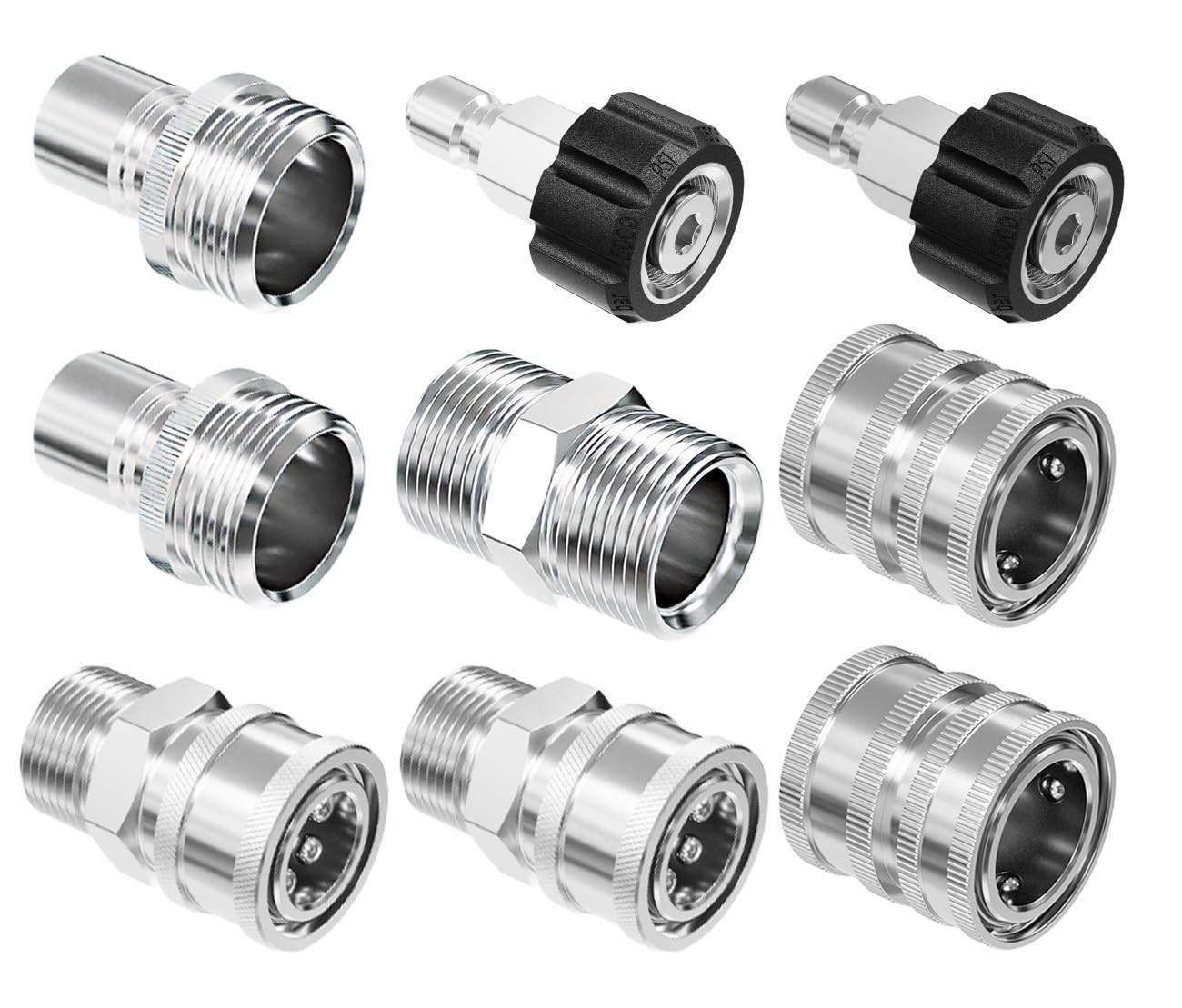9 PCS Pressure Washer Adapter Set, Quick Disconnect Kit, M22 to 3/8″ & 3/4″ Conn