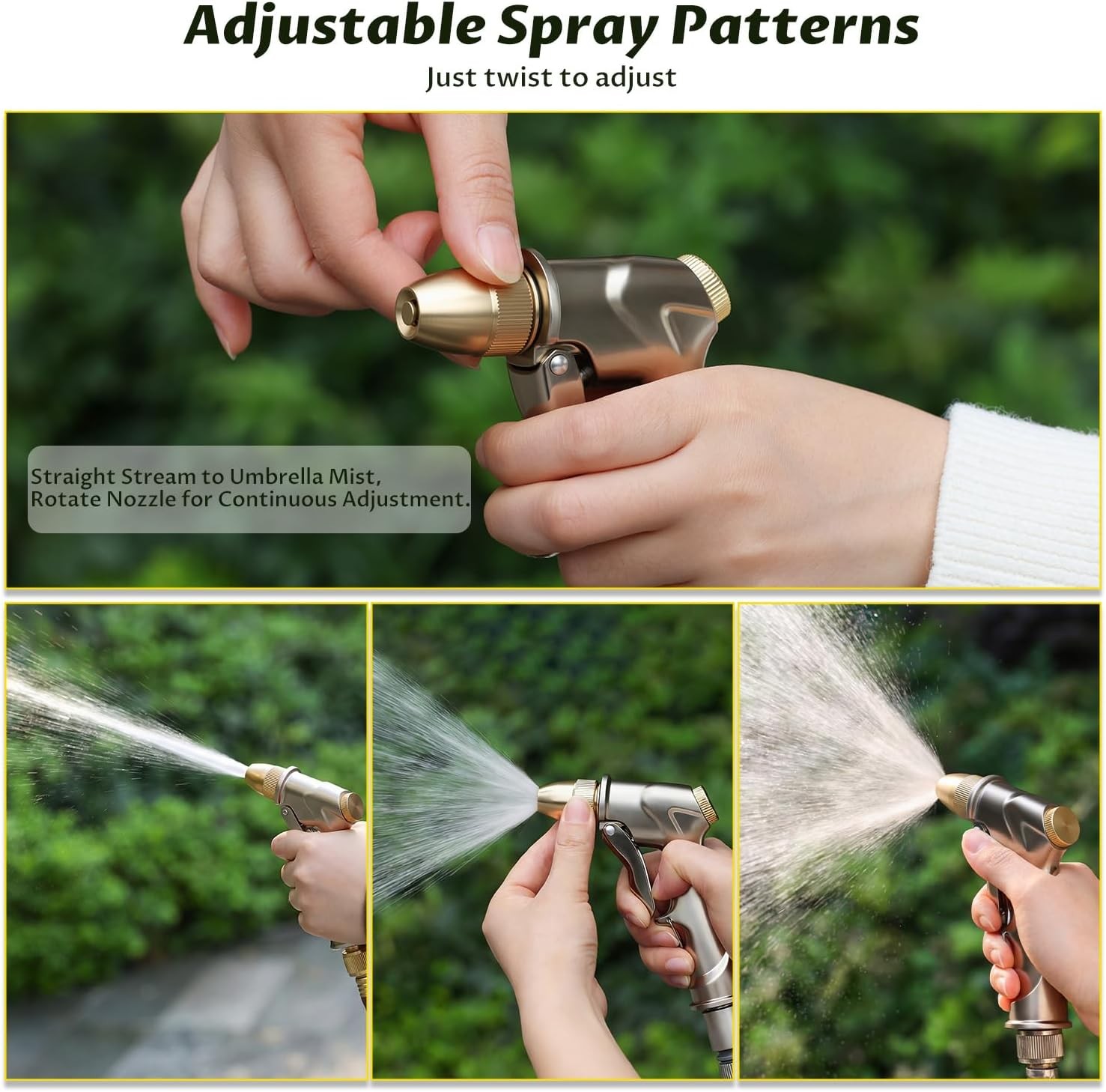 5000 PSI Heavy Duty Garden Hose Nozzle, Adjustable Spray Patterns, 3/4″ GHT