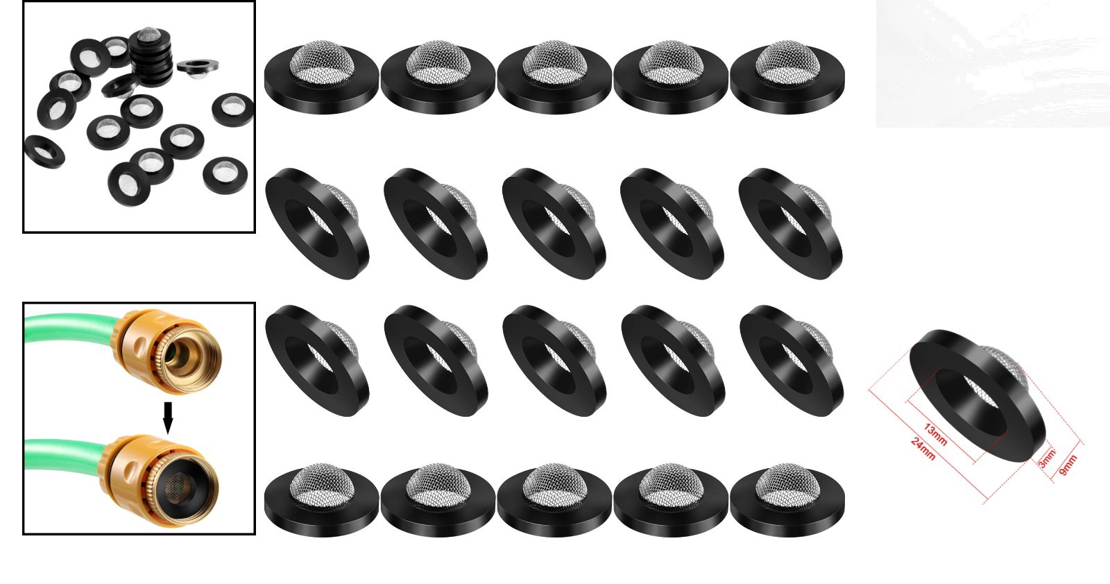 Top Quality 20 Pcs Hose Washer & Filter Gasket Set – 1″ Inlet Compatibility