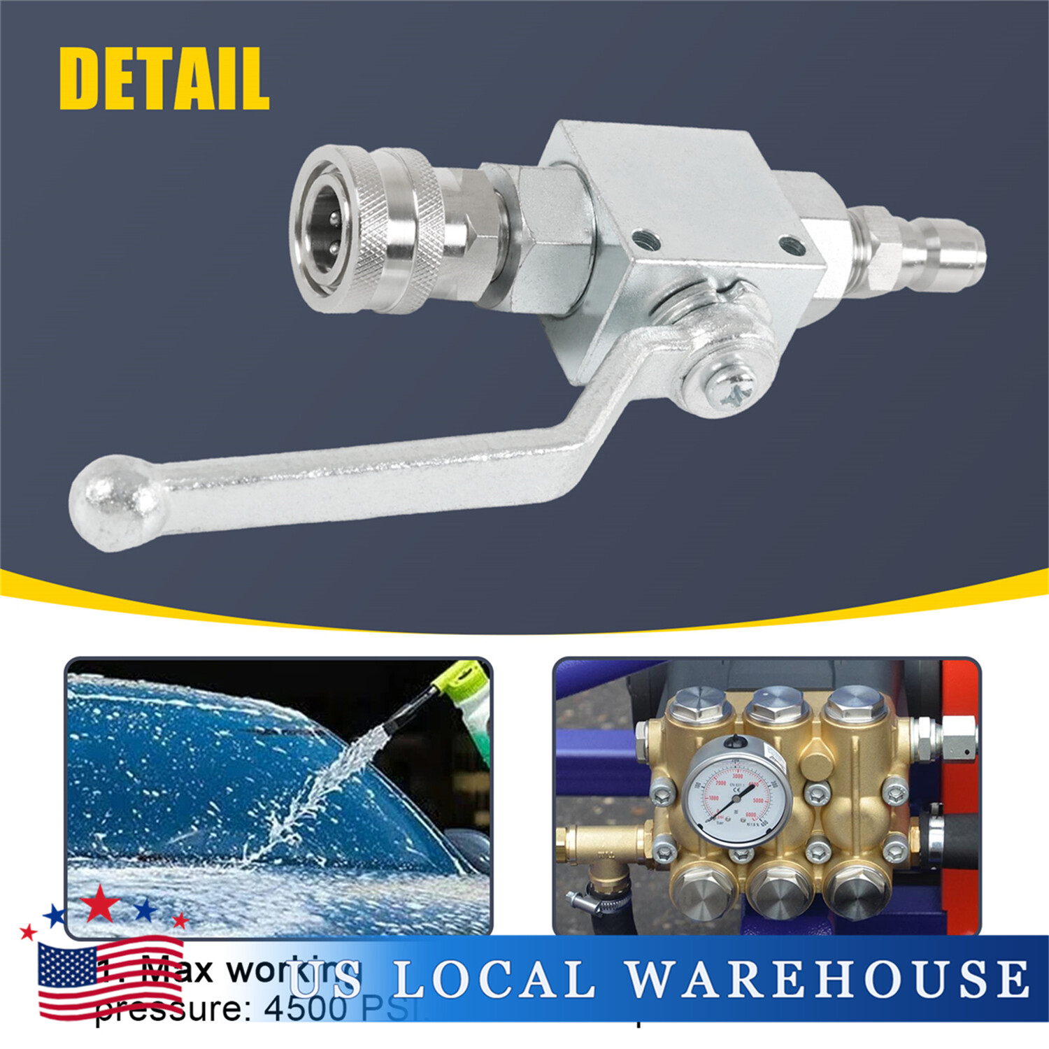 Steel High Pressure Washer Ball Valve Kit, 3/8 Inch Quick Connect 4500 PSI