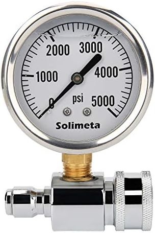 2-1/2″ Pressure Washer Pressure Gauge Kit, 3/8 Inch Quick Connect, 5000 psi Pres