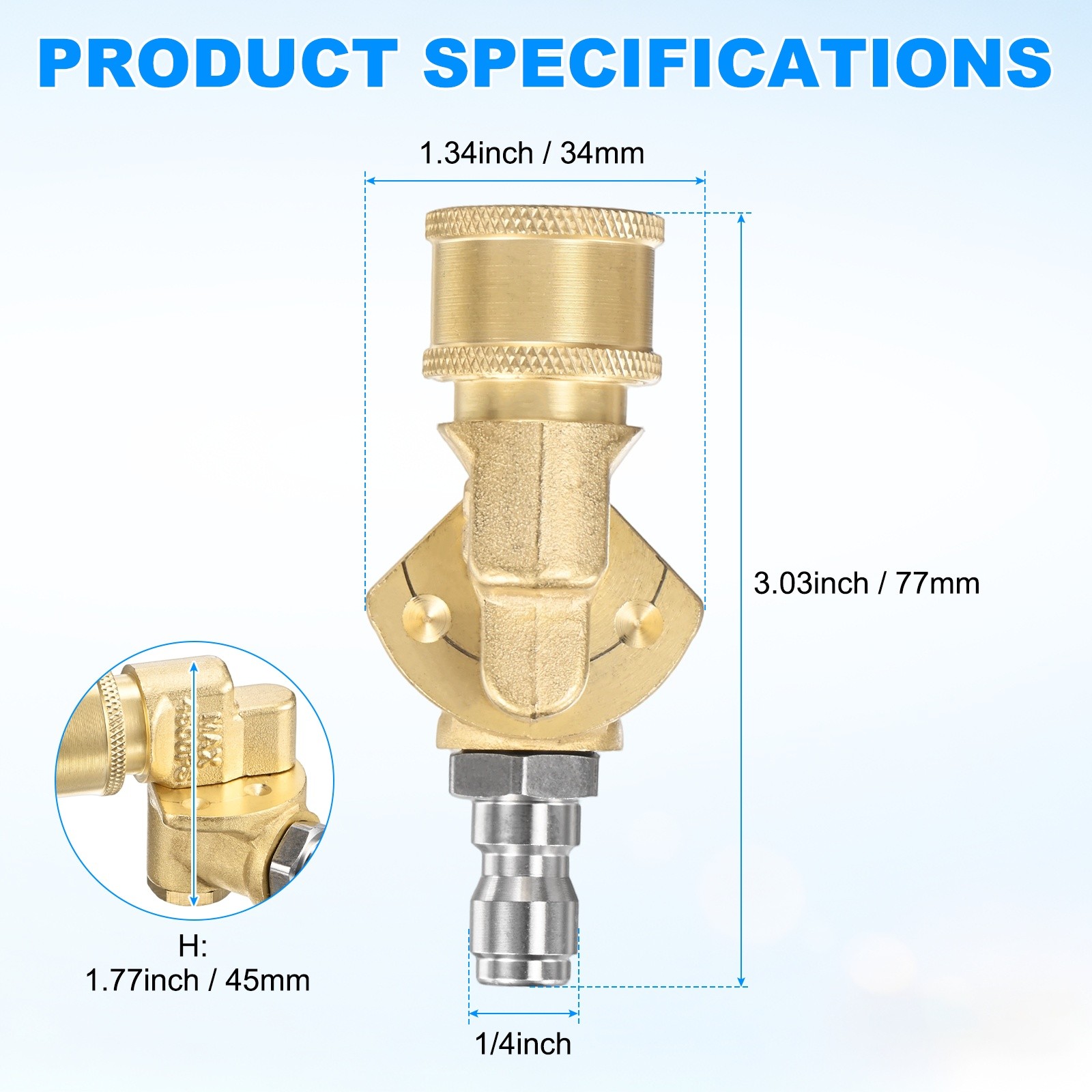 Pivoting Coupler 180 Degree with 5 Angles, Gutter Cleaner Attachment