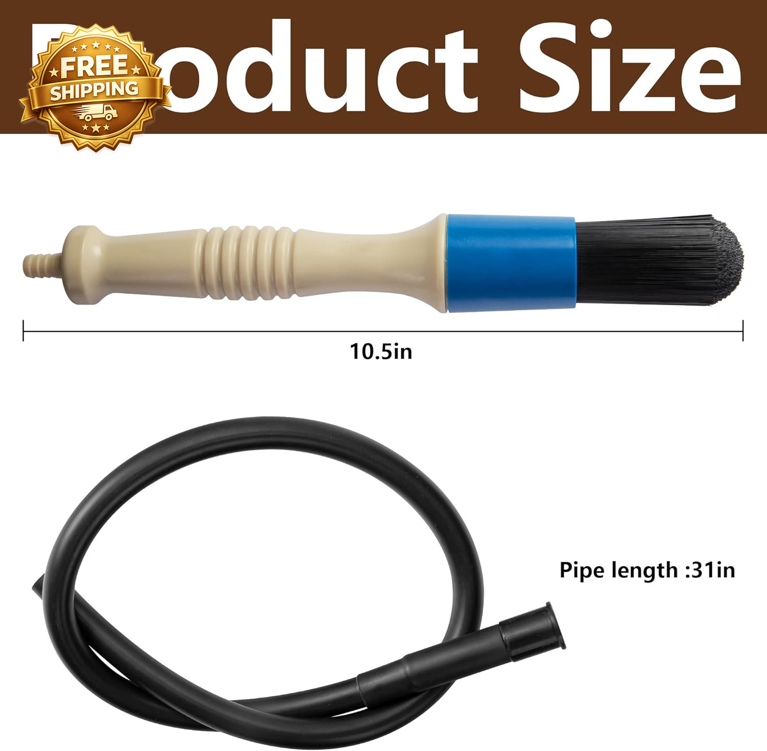 Parts Washer Brush with Hose Wear Resistant Parts Cleaning Brush with 31 Inch