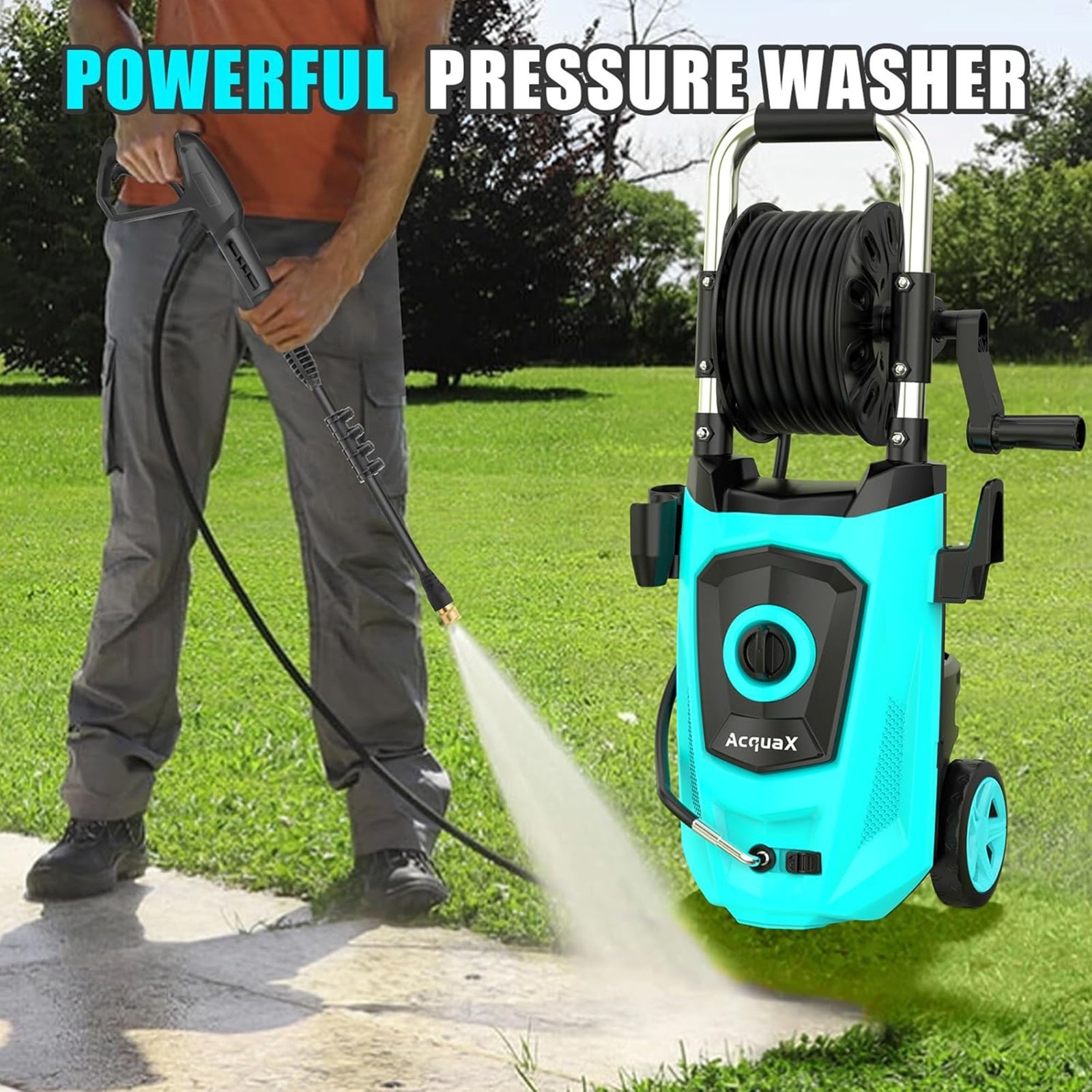 Electric Pressure Washer 4300PSI Max 2.8GPM Power Washer Blue with Hose Reel