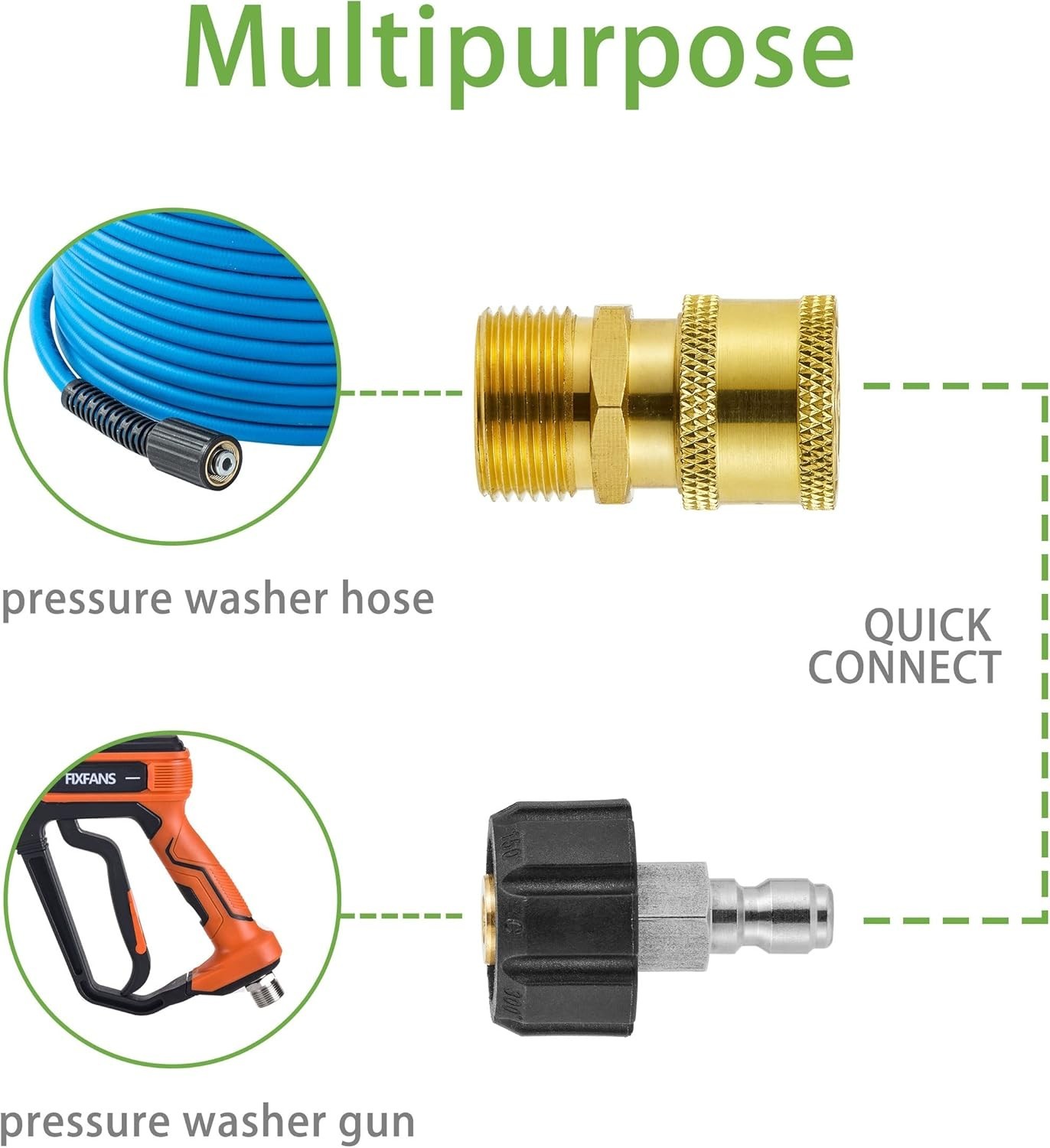45° Curved Pressure Washer Extension Wand with Quick Connect & Brass Fittings