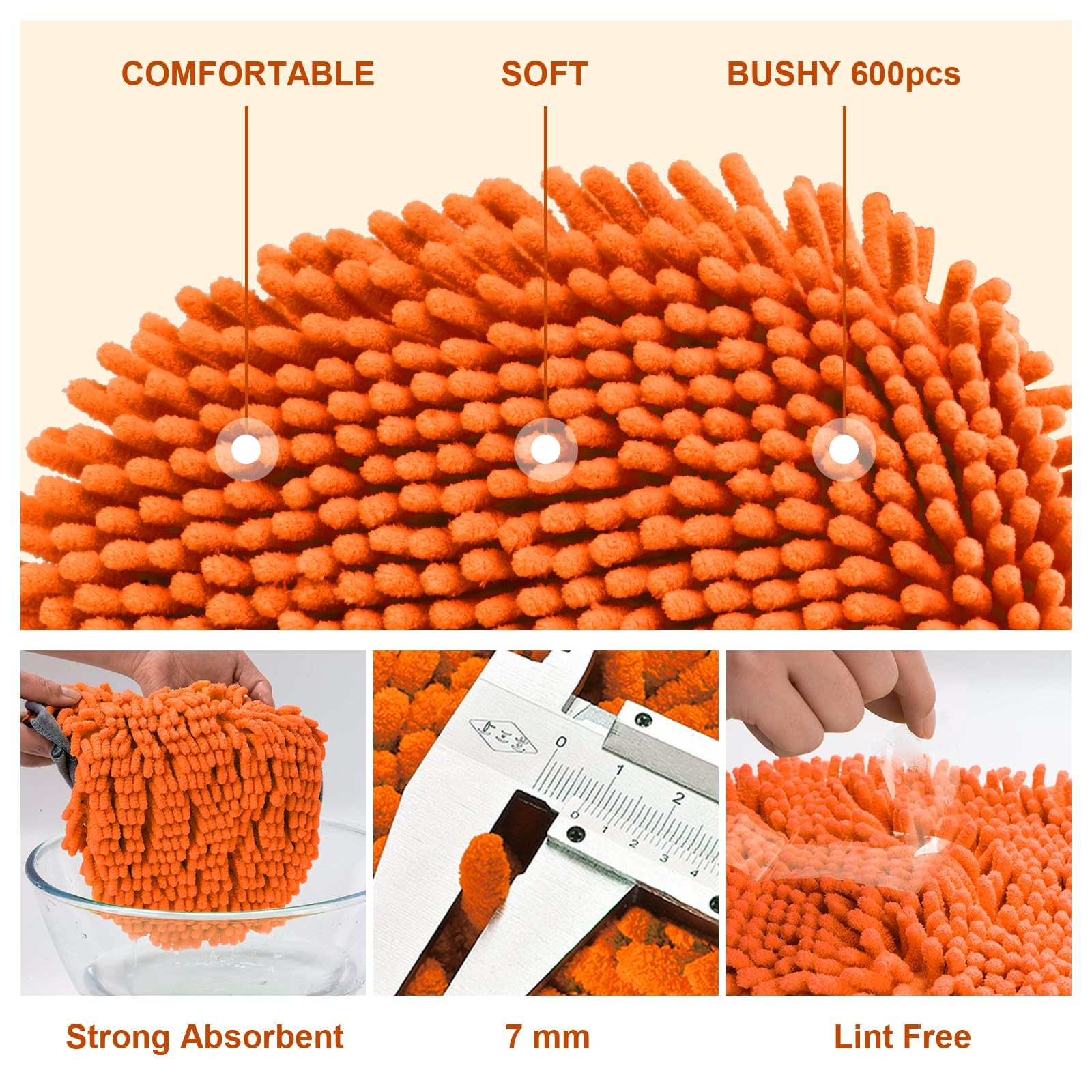 Ordenado 62″ Car Wash Brush Kit Mitt Mop Sponge with Long Handle D-orange