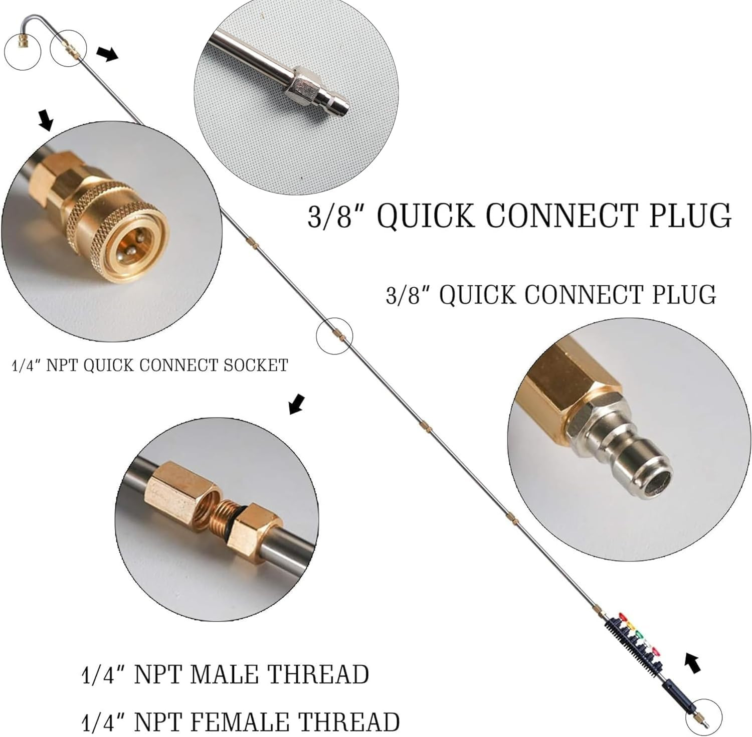 9 Pack Pressure Washer Extension Wand Upgrade Power Washer Lance with 6 Nozzle T