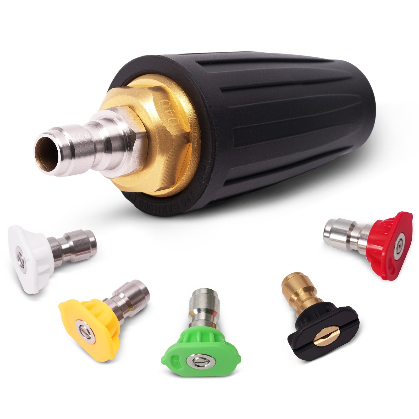 4000 PSI Pressure Washer Turbo Nozzle Kit 5 Spray Angle Spray Tips 1/4″ Fitting