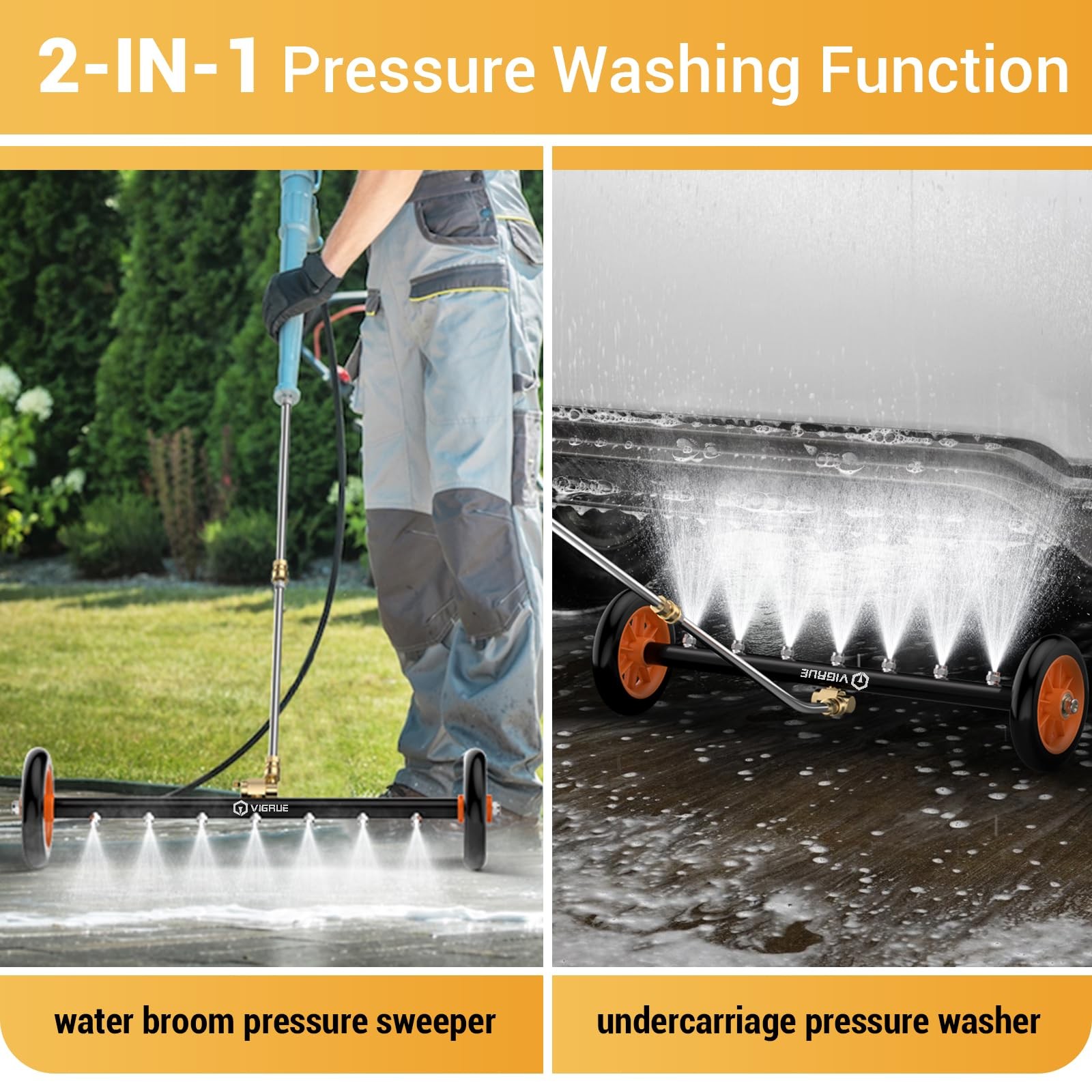 2-in-1 Undercarriage Pressure Washer Attachment,24 Inch Pressure Washer Water…