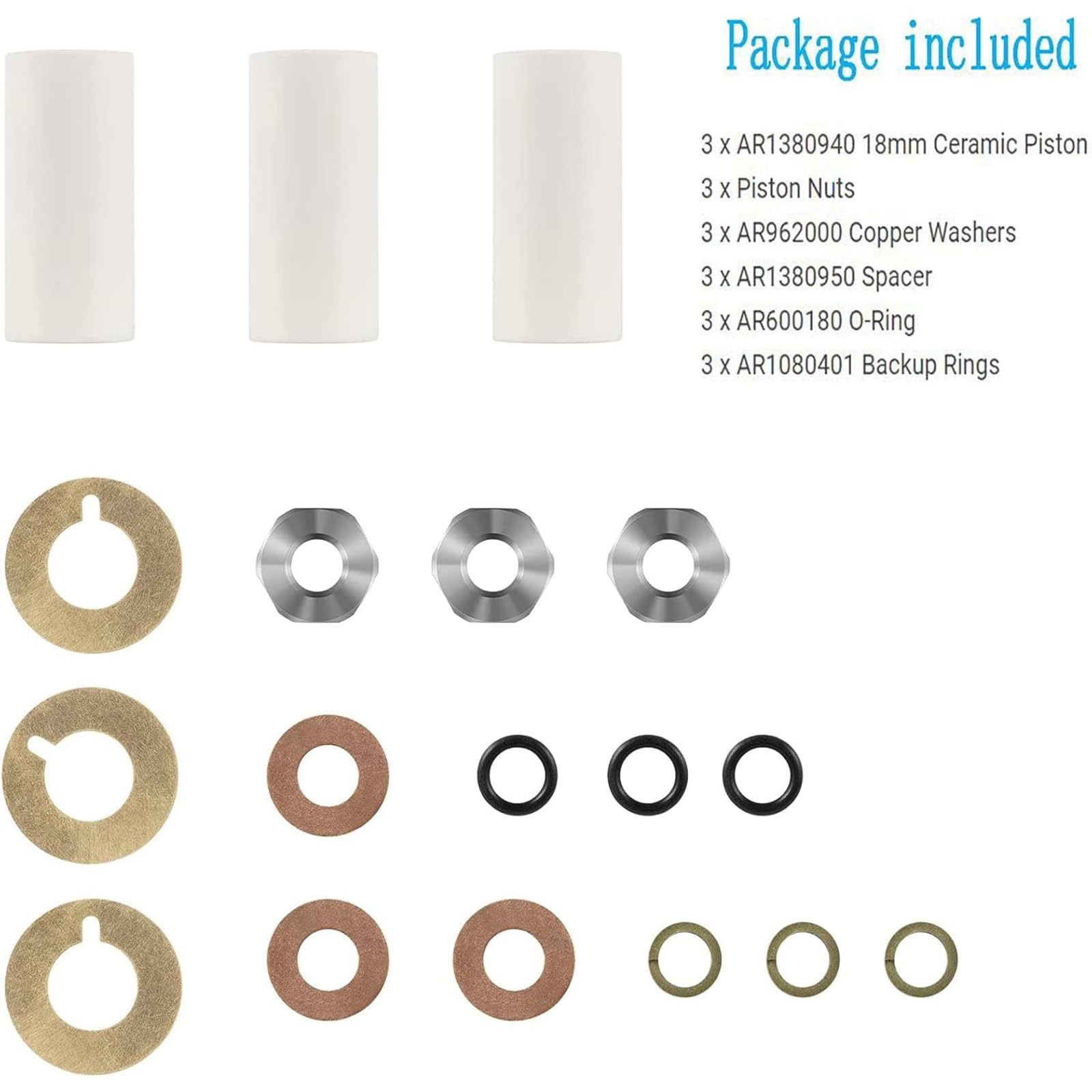 For Annovi Reverberi AR2546 Ceramic Plunger Repair Kit for RK RKA RKV 18mm Pump