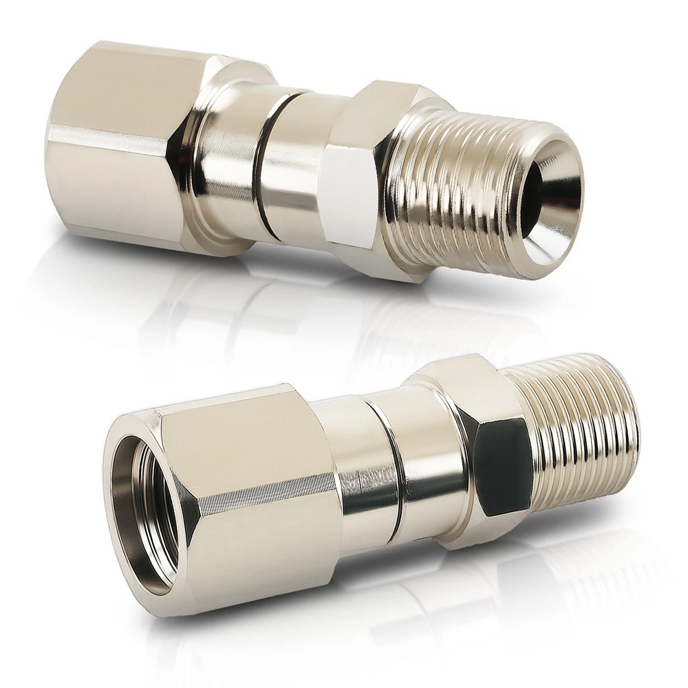 2pcs 3/8″ NPT 360° Swivel Adapter Stainless Steel for Pressure Washer Hose Gun
