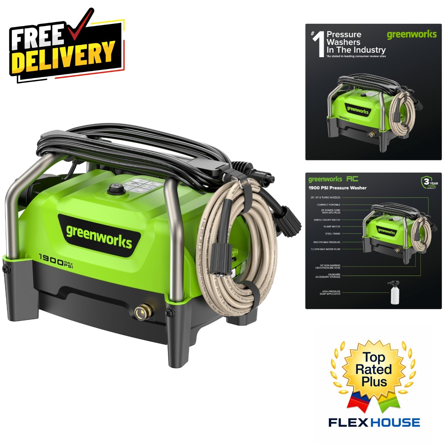 Compact 13Amp Portable Electric Pressure Washer with 20ft Hose – Versatile Use