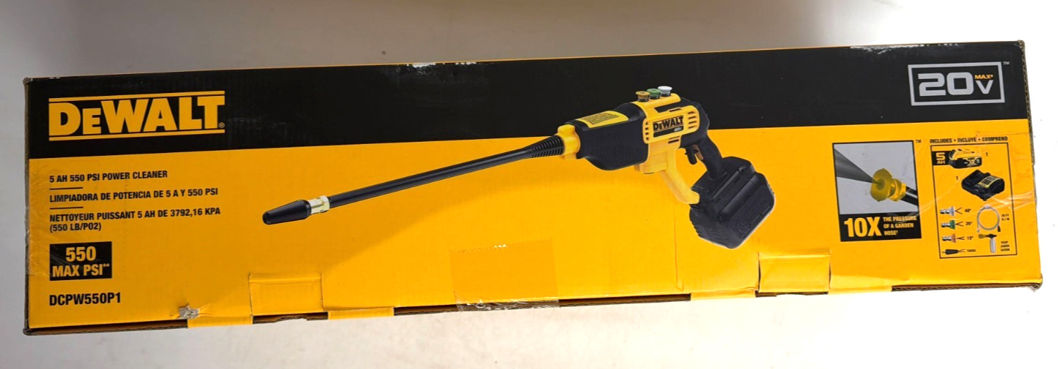 [NEW] (DCPW550P1) DEWALT 20V MAX* 550 PSI Cordless Power Cleaner Kit