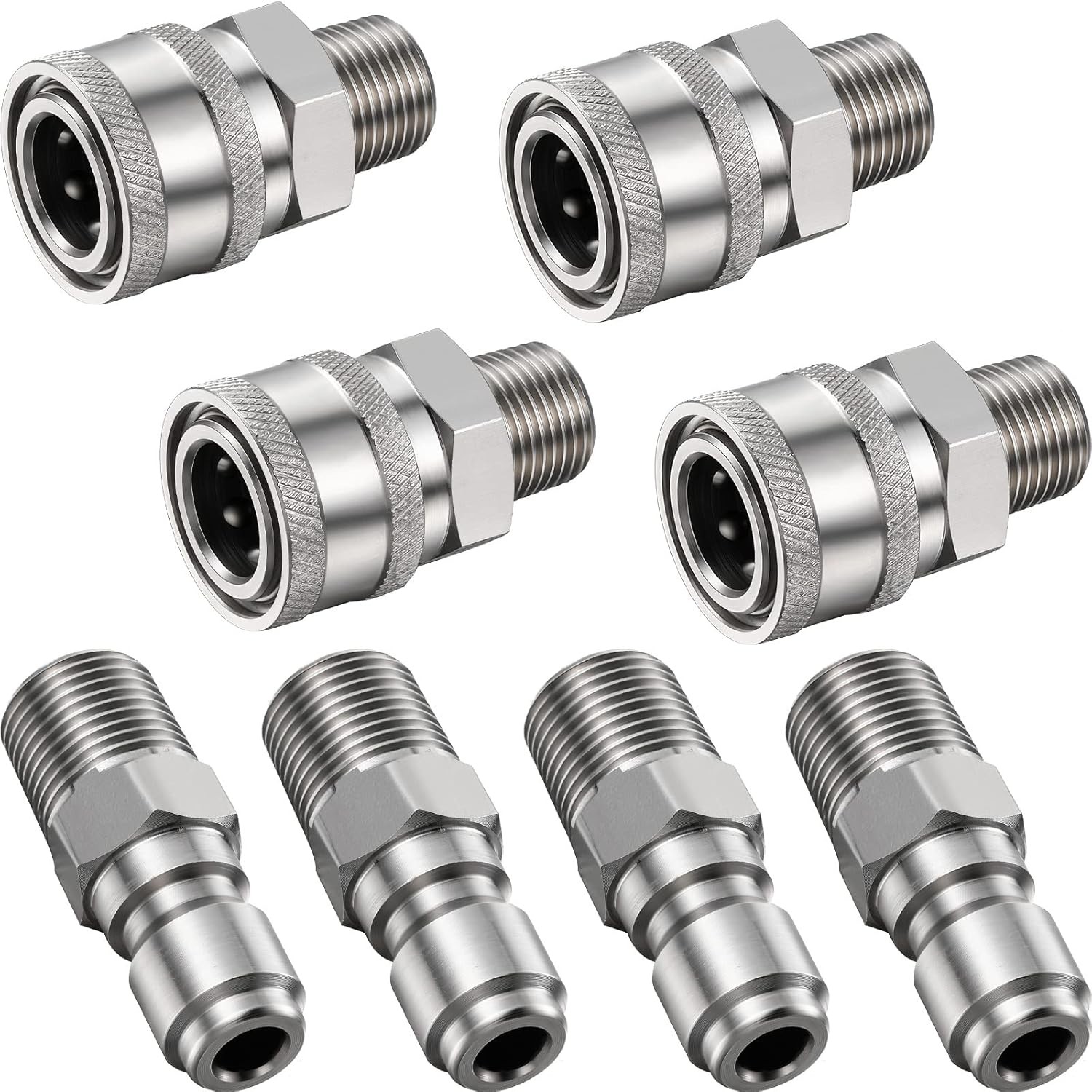 NPT 3/8 Inch Stainless Steel Male and Female Quick Connector Kit Pressure Was…