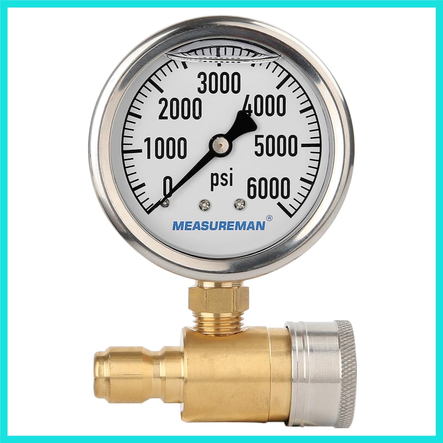 2-1/2″ Pressure Washer Gauge, Pressure Gauge Kit, 3/8 Inch Quick Connect, 0-6…