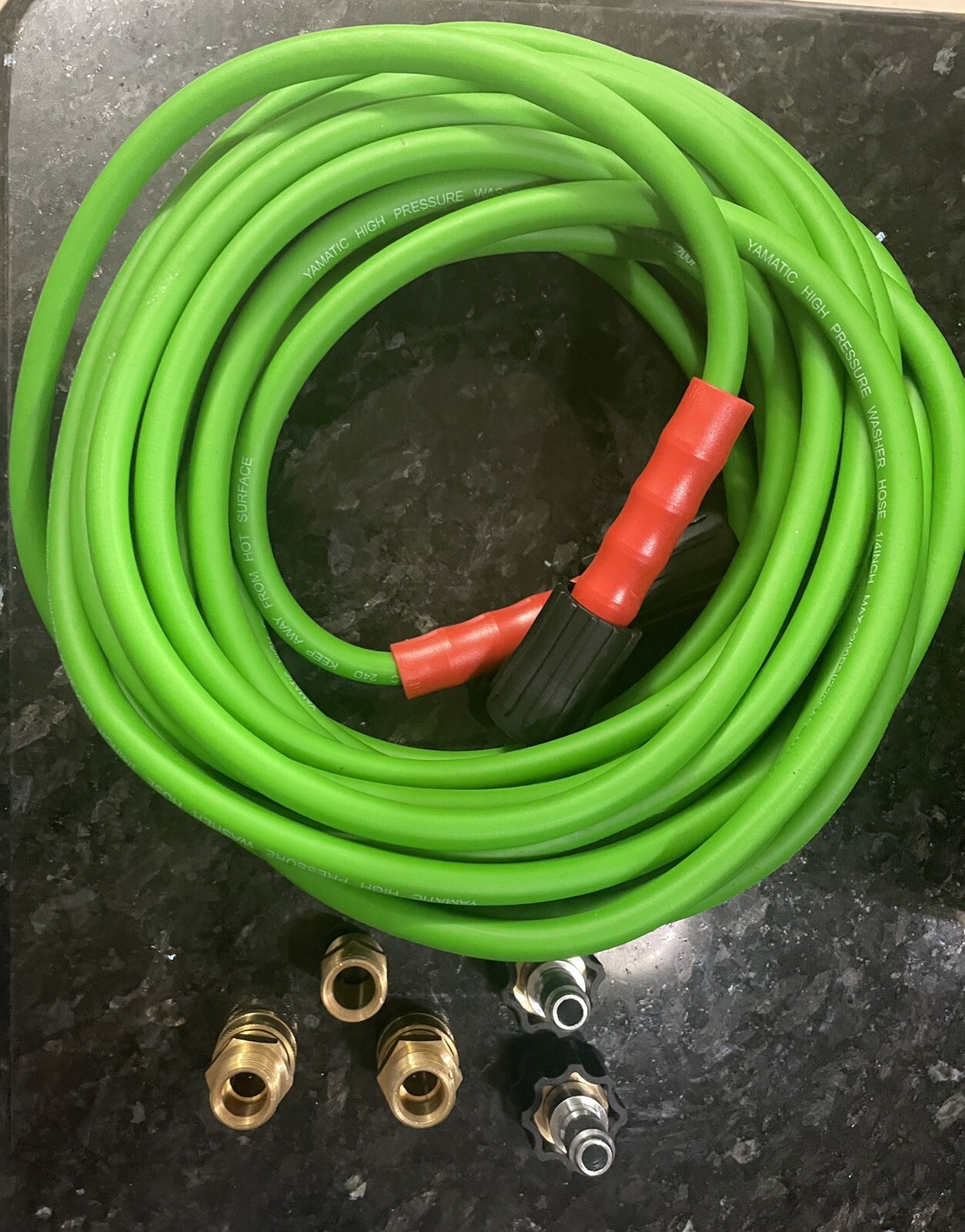 YAMATIC High Pressure Washer Hose 50 Foot 1/4 3200PSI M22-14mm X 3/8” Adapters