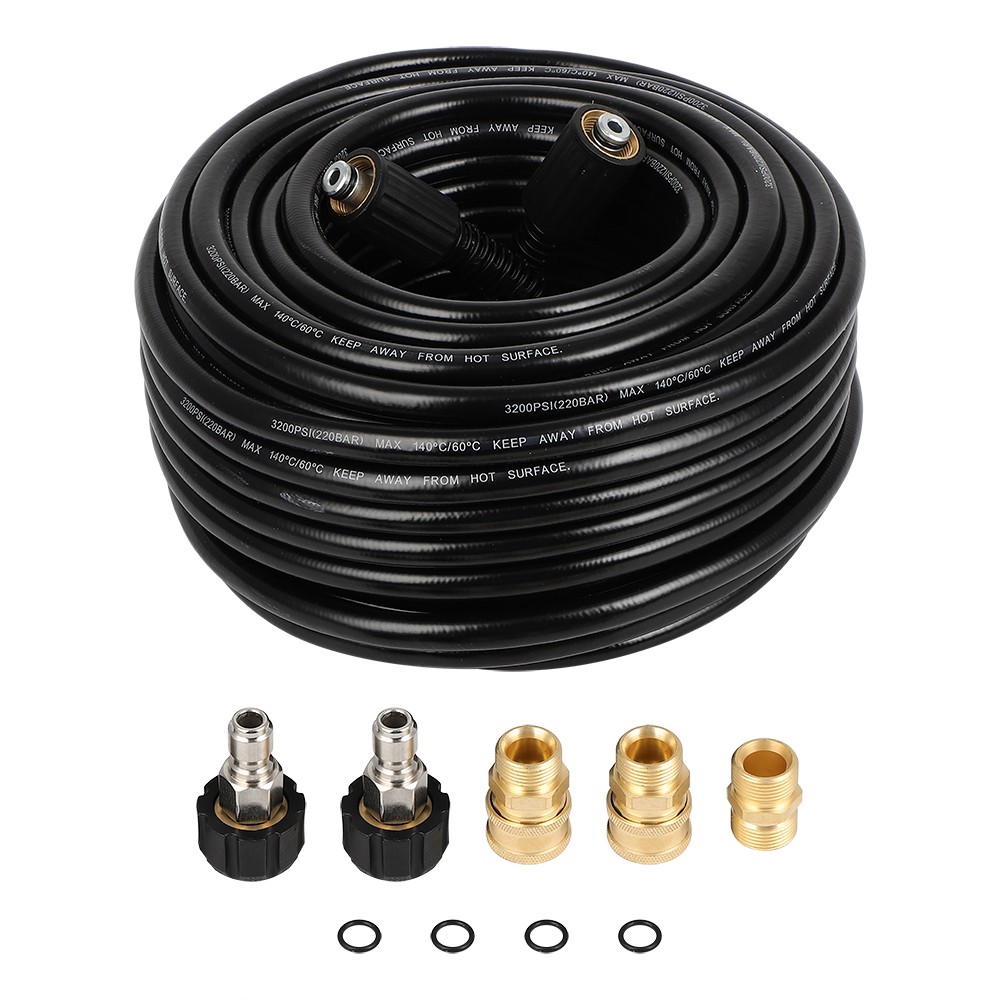 100Ft 3200 PSI Pressure Washer Hose with M22 to 3/8″ Quick Connect Adapter