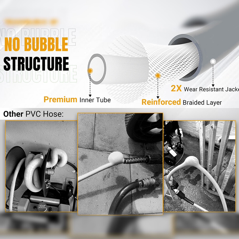 YAMATIC Flexible Pressure Washer Hose 1/4″ Kink Resistant Hose M22-14mm 3200 PSI