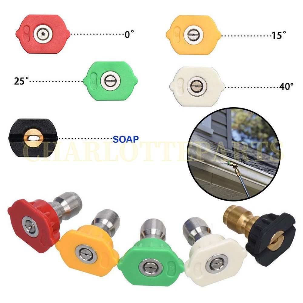 5pcs Pressure Washer Spray Tips Nozzles High Power Kit Quick Connect 1/4″ Set
