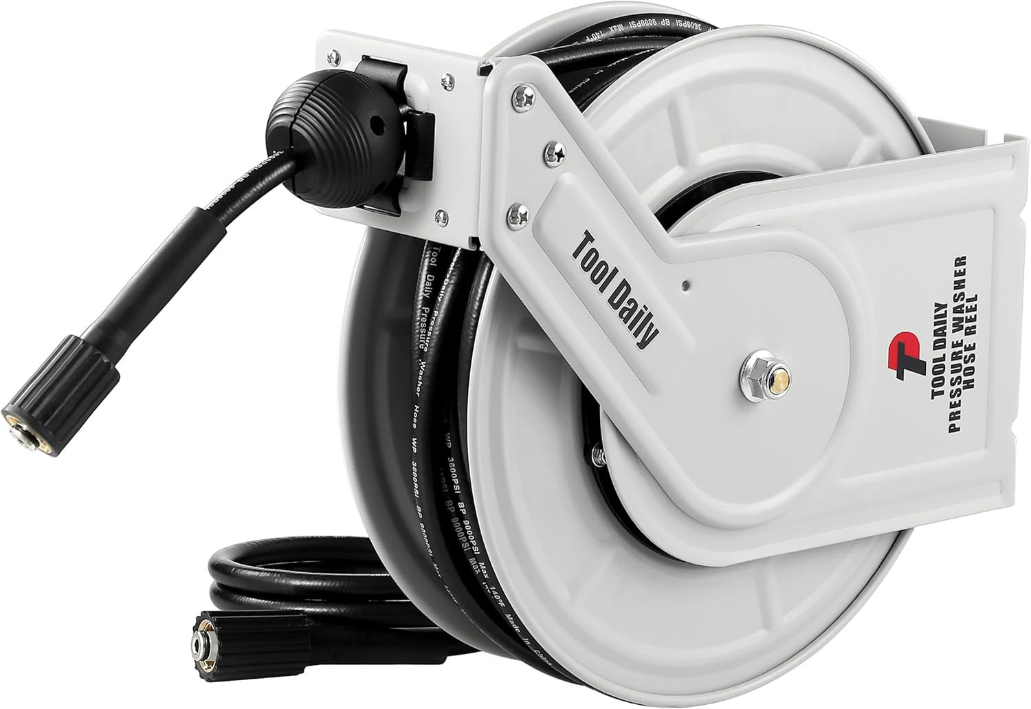 Retractable Pressure Washer Hose Reel 60 FT X 1/4”, Heavy Duty Power Washer Hose