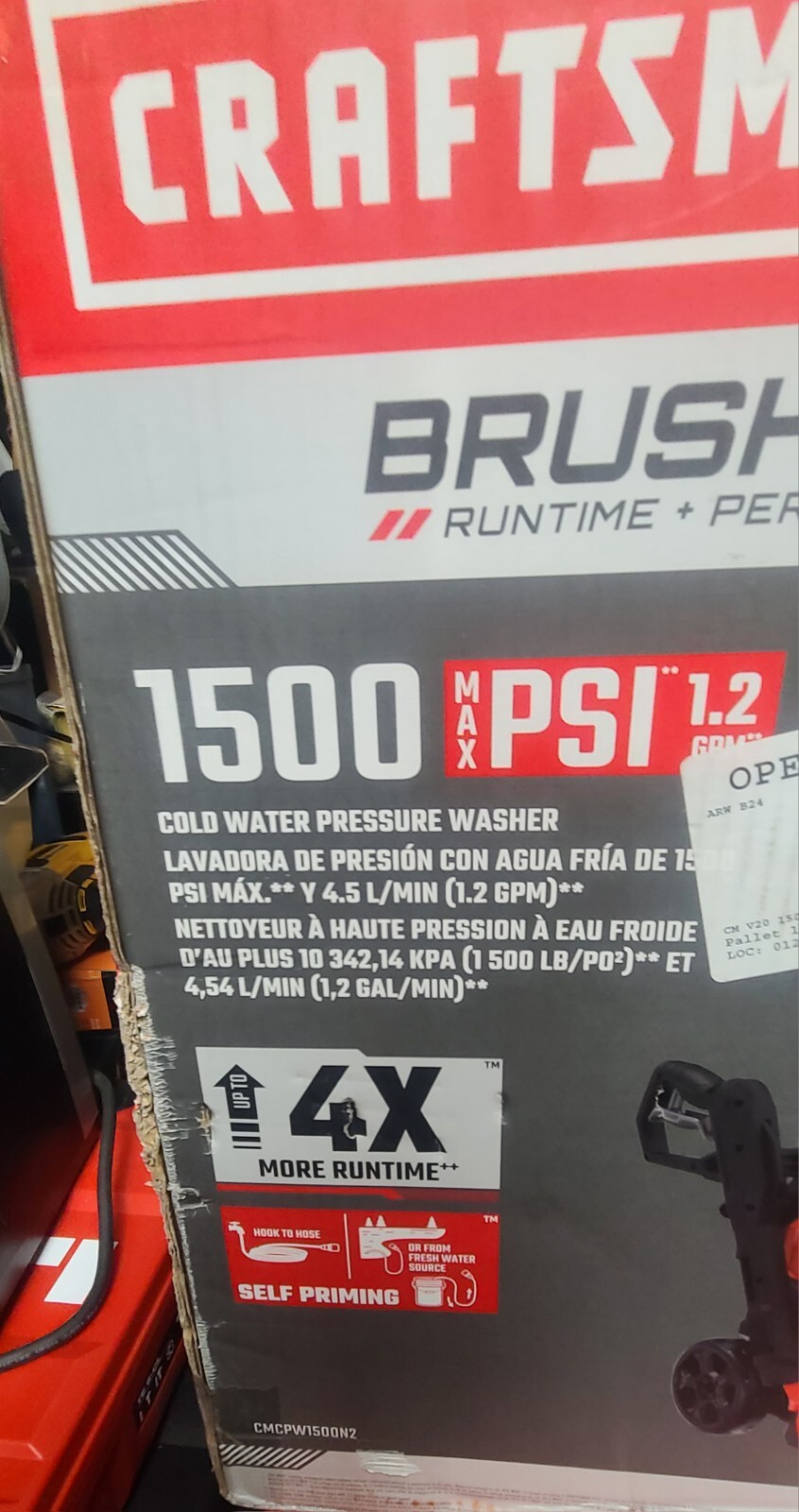 Craftsman CMCPW1500N2 2xV20=40V Brushless RP 1500 PSI Cold Water Pressure Washer
