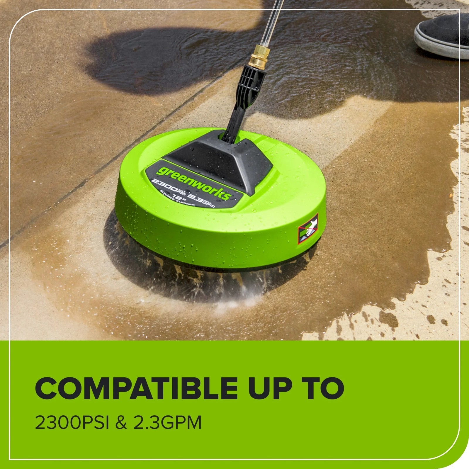 Greenworks 12inch Rotating Surface Cleaner Compatible Up to 2300 PSI